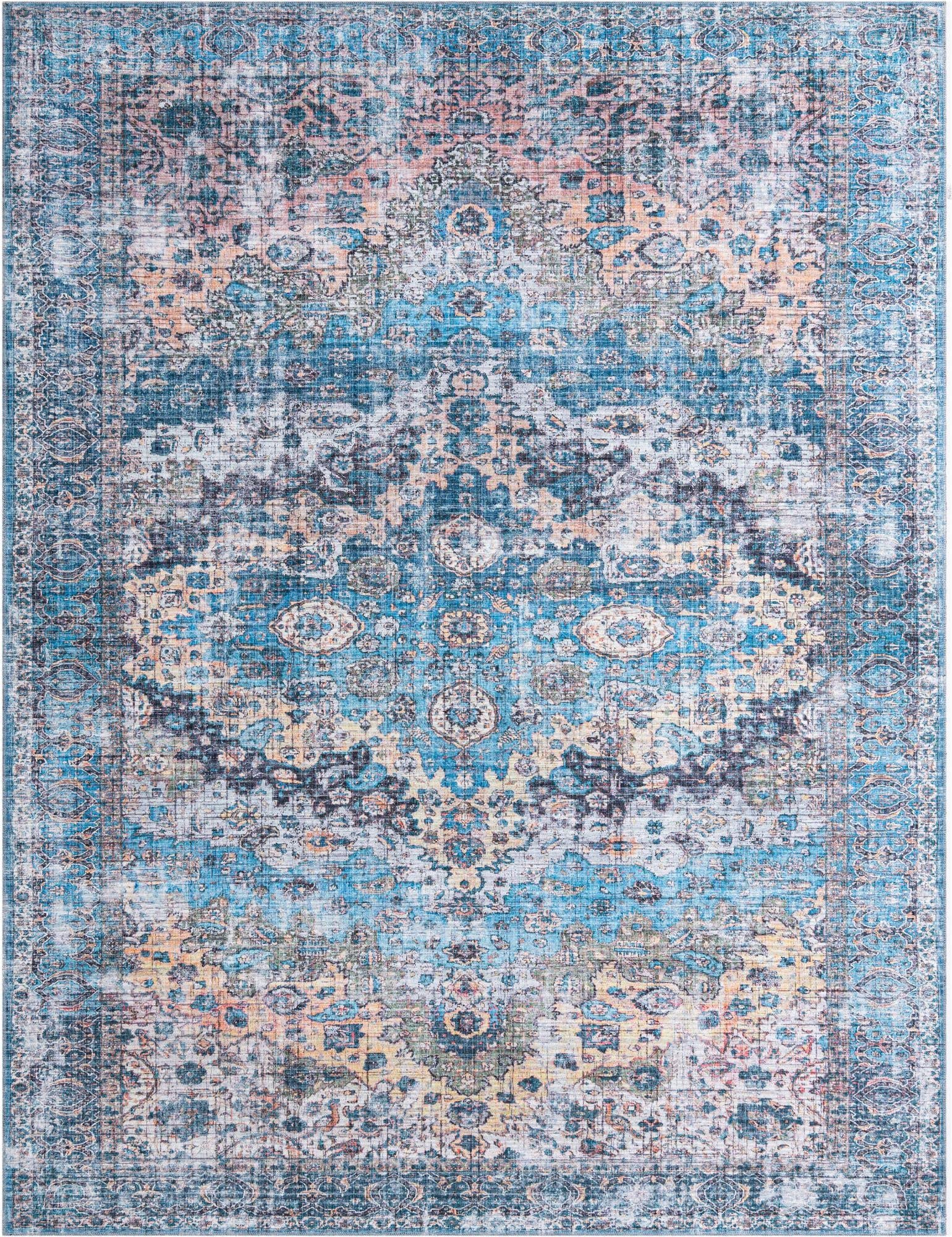 Unique Loom Mangata Collection Blue and Black Area Rug - 10'6