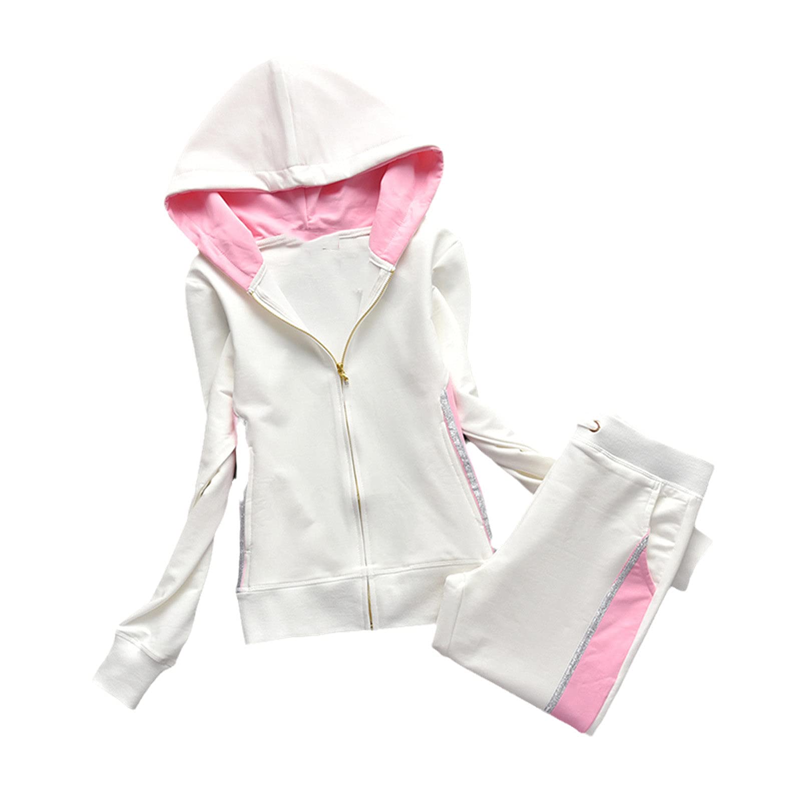 Women's Velvet Tracksuit Set - Sexy Hooded Long Sleeve Top & Pants Two Piece Outfit for Spring/Fall | Cozy Lounge Wear & Street Fashion