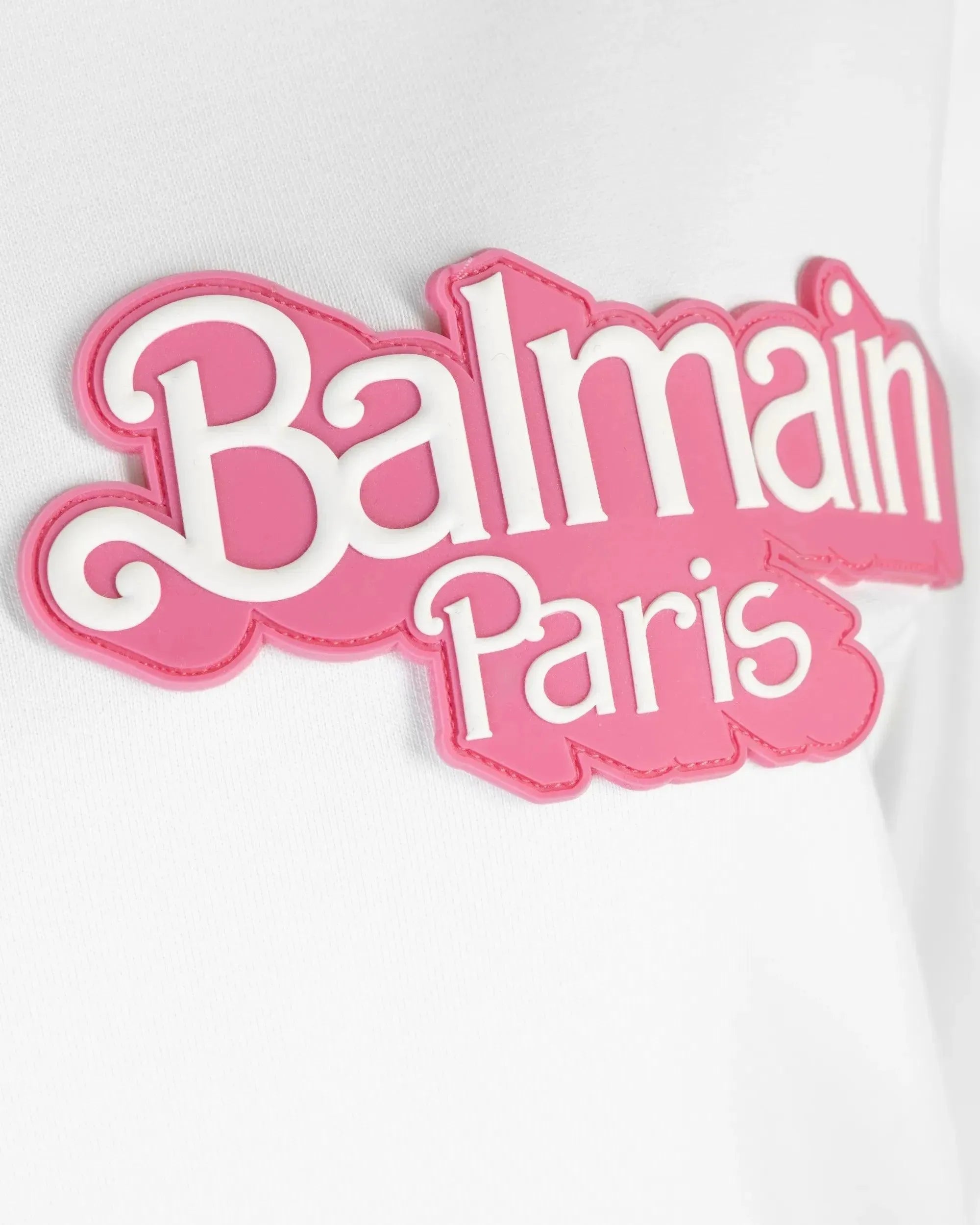 Balmain X Barbie Logo Hoodie with Rubber Patch - Stylish Streetwear for Women & Men | Perfect for Casual Outfits, Fashion Shows & Barbie-Themed Events