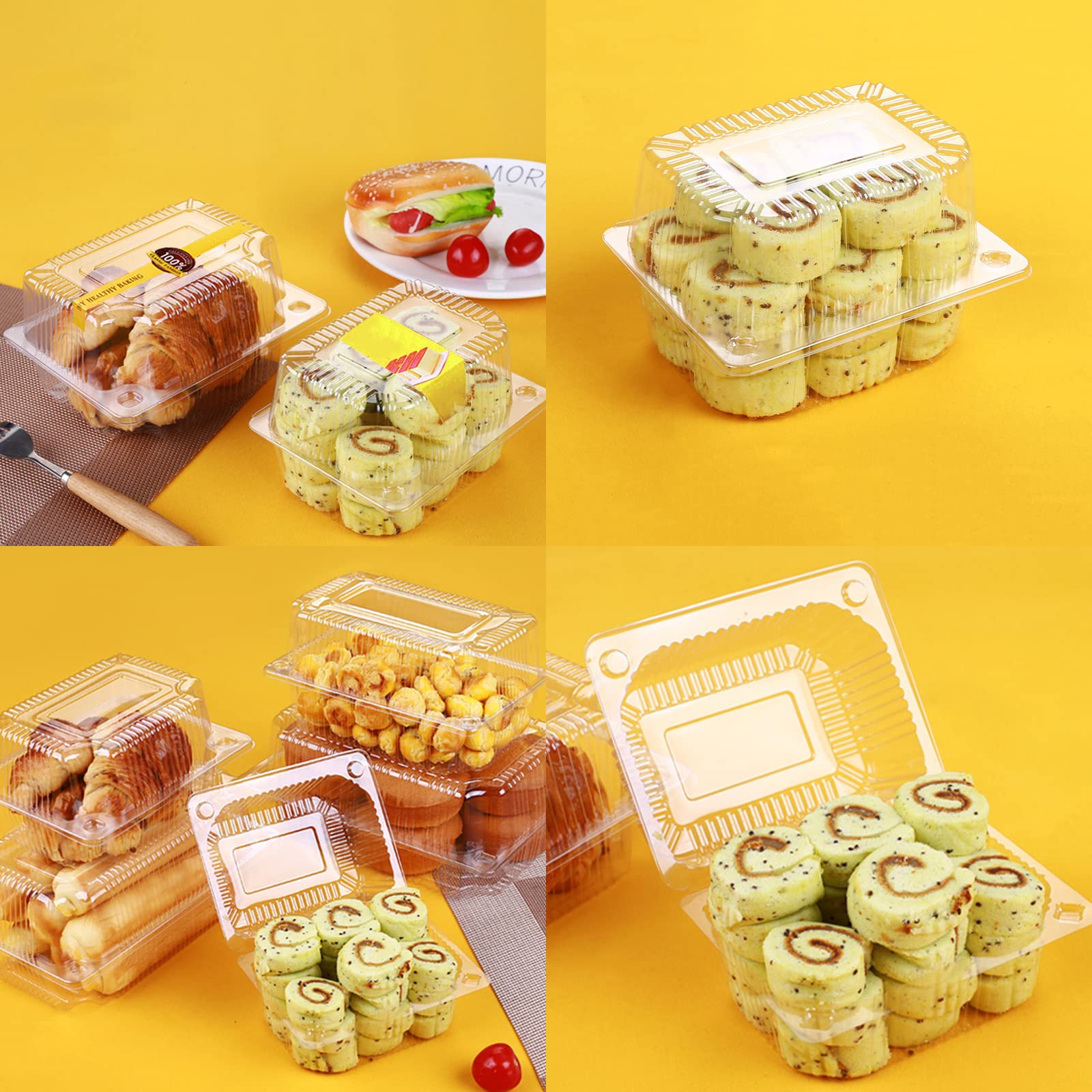 50-Piece 5.3 Inch Cake Slice Boxes - Individual Portion Cake Boxes for Muffins, Salads, Fruits & Biscuits | Perfect for Birthday Parties, Weddings & Bakeries | Ideal for Takeout, Dessert Display & Gift Packaging