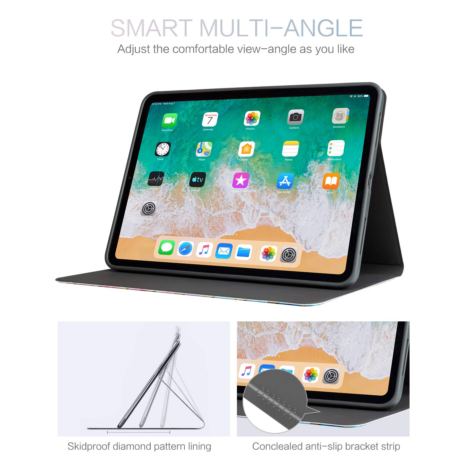 Premium Shockproof iPad Air Case for 11-inch M3/M2 (2025/2024) & 10.9-inch 5th/4th Gen (2022/2020) - Multi-Angle Stand with Auto Wake/Sleep - Cute Cat Design - Perfect for Work, Study & Travel Protection