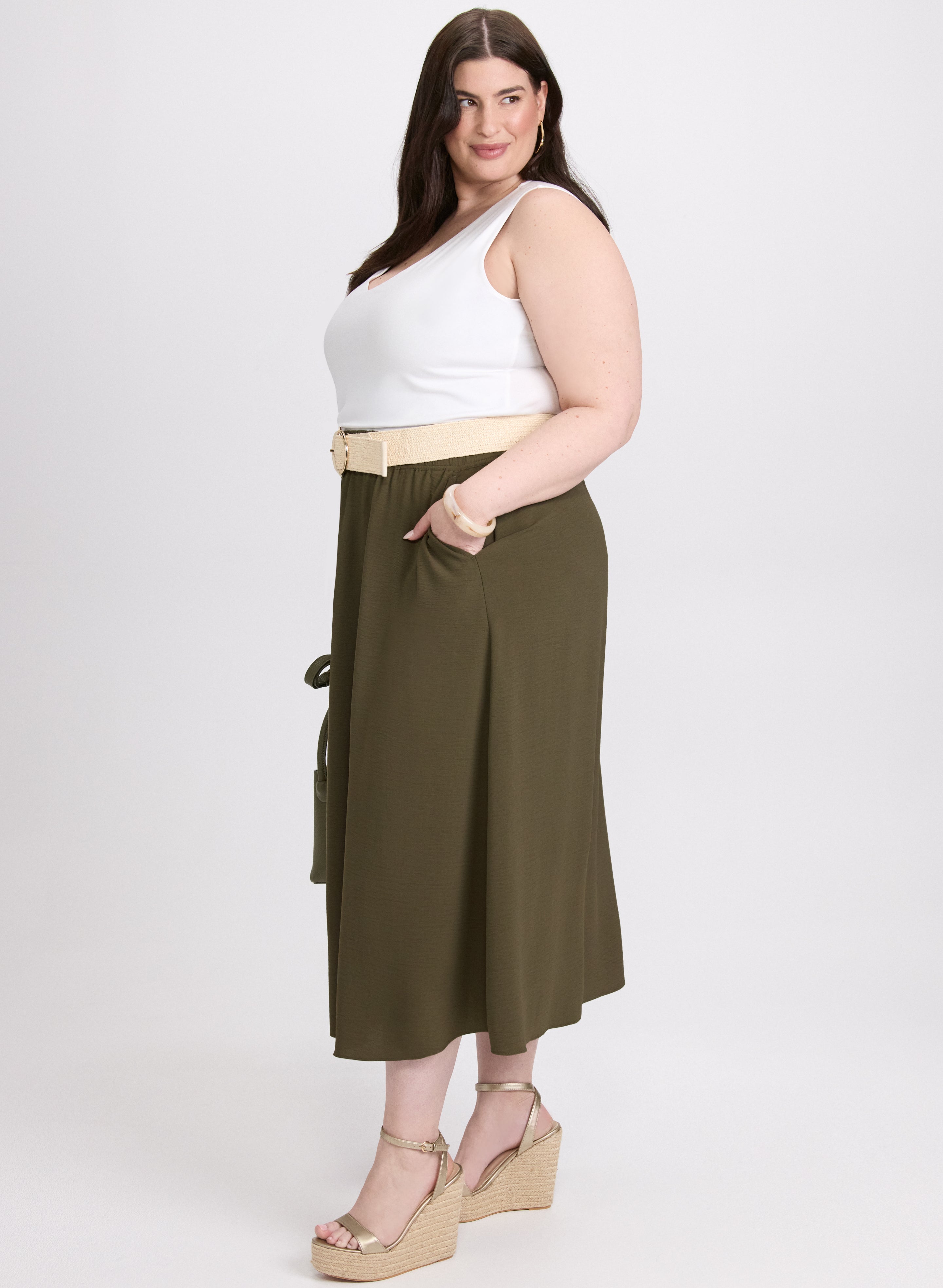 Elegant Crinkled Drawstring Maxi Skirt for Women - Boho Chic Flowy Long Skirt with Adjustable Waist - Perfect for Beach, Vacation & Summer Outfits