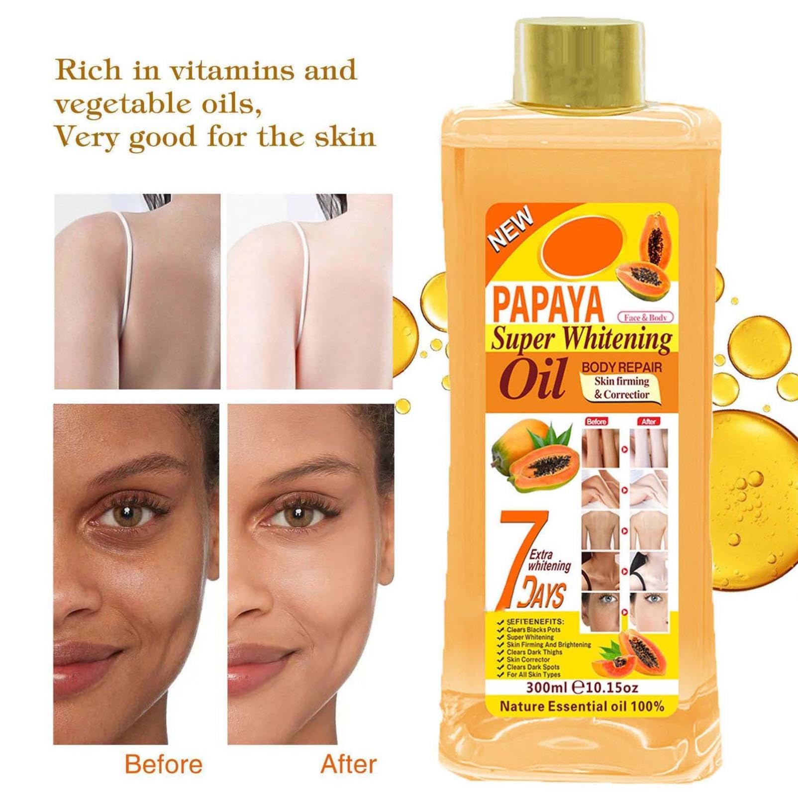 Soft 7 Turmeric Body Oil - 100% Natural Moisturizing Skin Care for Women & Men (300ml) | Hydrating, Nourishing & Brightening Treatment for Dry Skin, Face & Body | Perfect for Massage, After Shower & Daily Skincare Routine