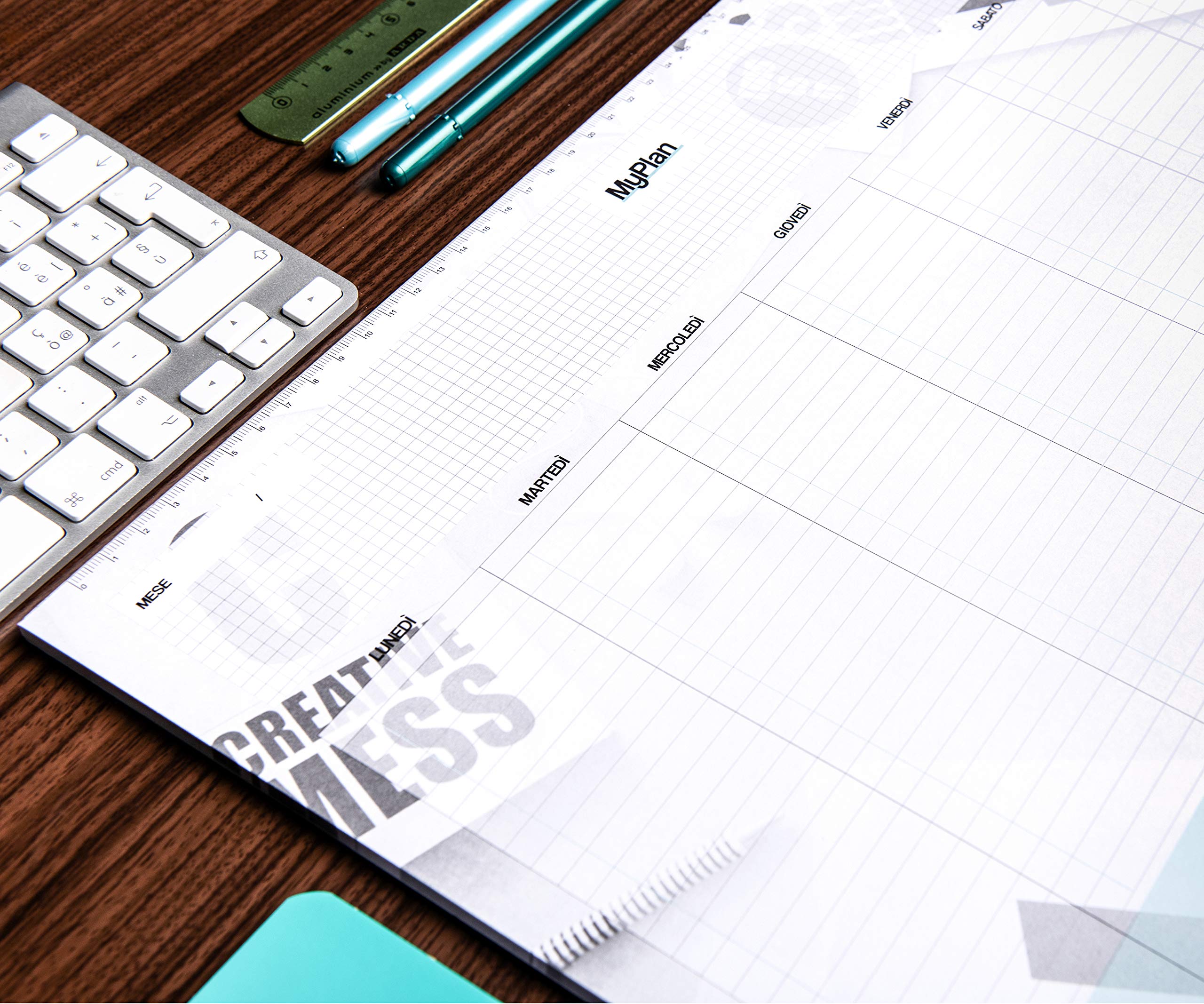 2025 Weekly Desk Planner A3 Size 43x30cm - Tear-Off Perpetual Calendar & Budget Planner - Italian Design for Office, Home, and School Organization