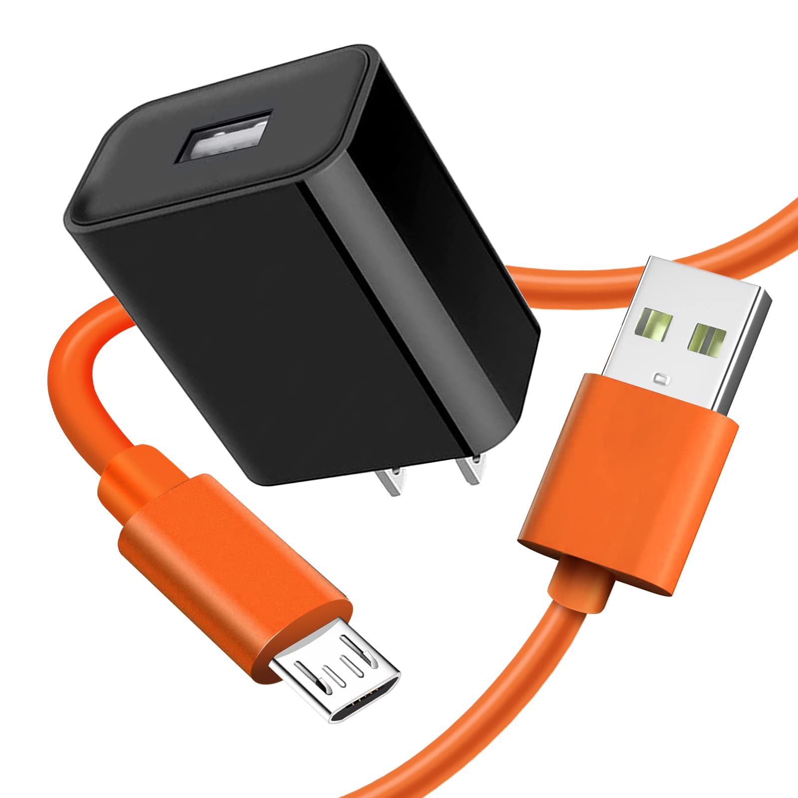 Fast Charging Cable Compatible with Ring Video Doorbell (2020) 2/3/3 Plus/4, Peephole Cam, Doorbell Pro - Replacement Power Cord for Camera Battery - Orange - Perfect for Home Security & Continuous Surveillance