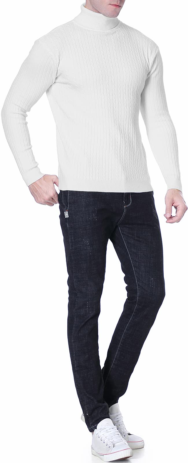 QZH.DUAO Men's Slim Fit Turtleneck Sweater - Casual Twist Knit Pullover for Fall & Winter - Office, Date Night & Holiday Outfits