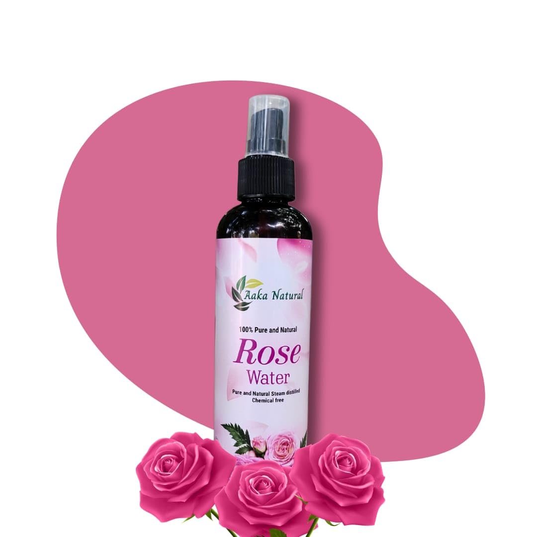 **Aaka Natural Premium 100% Pure Rose Water for Face - Paraben-Free Cleansing & Toning, Deep Hydration for Women & Men - 200ml | Perfect for Daily Skincare, Makeup Setting & Soothing Irritated Skin**