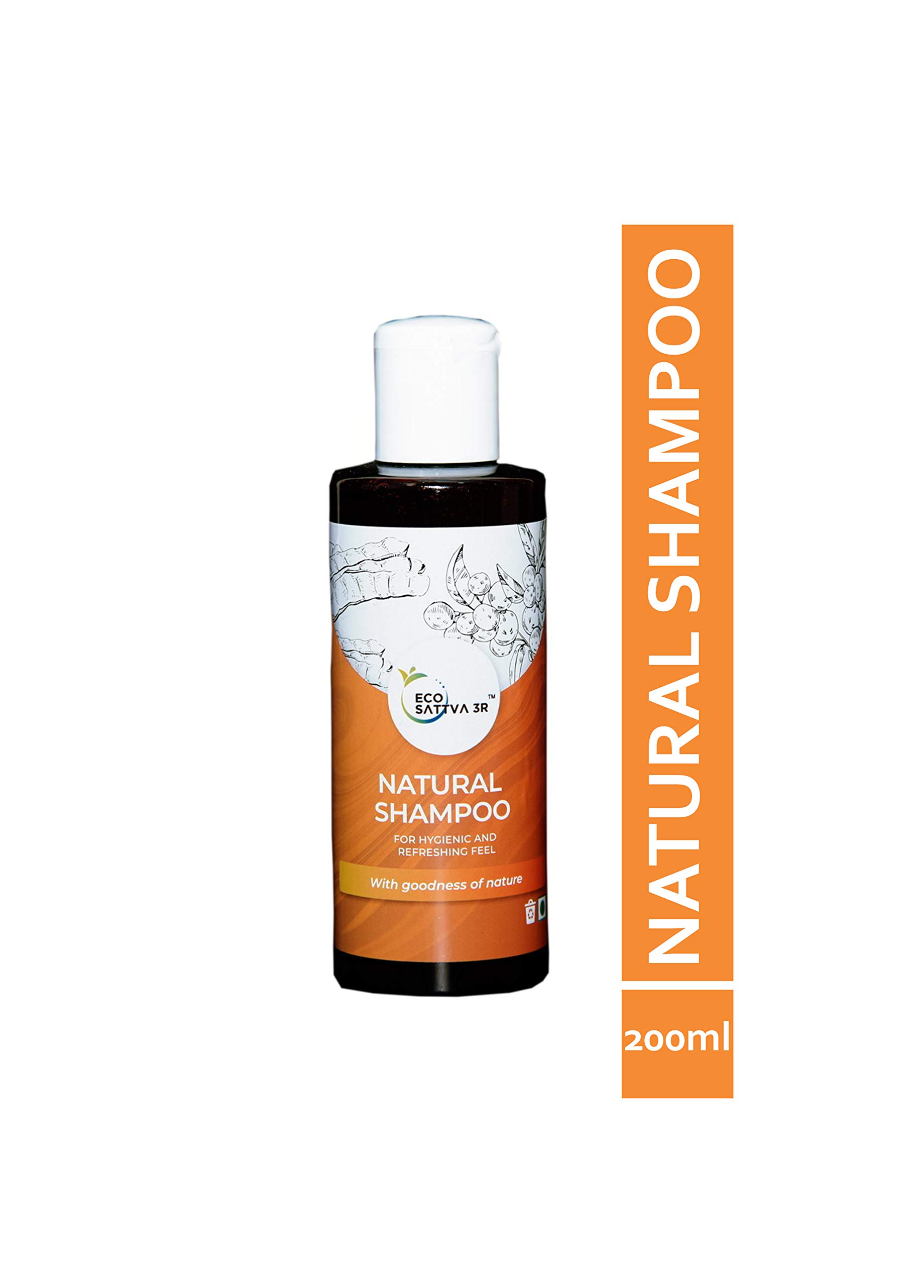EcoSattva 3R Natural Shampoo for Hair Growth - Sulfate Free & Organic (200ml) - Gentle Cleansing for Dry, Damaged & Color-Treated Hair - Perfect for Daily Use at Home & Travel