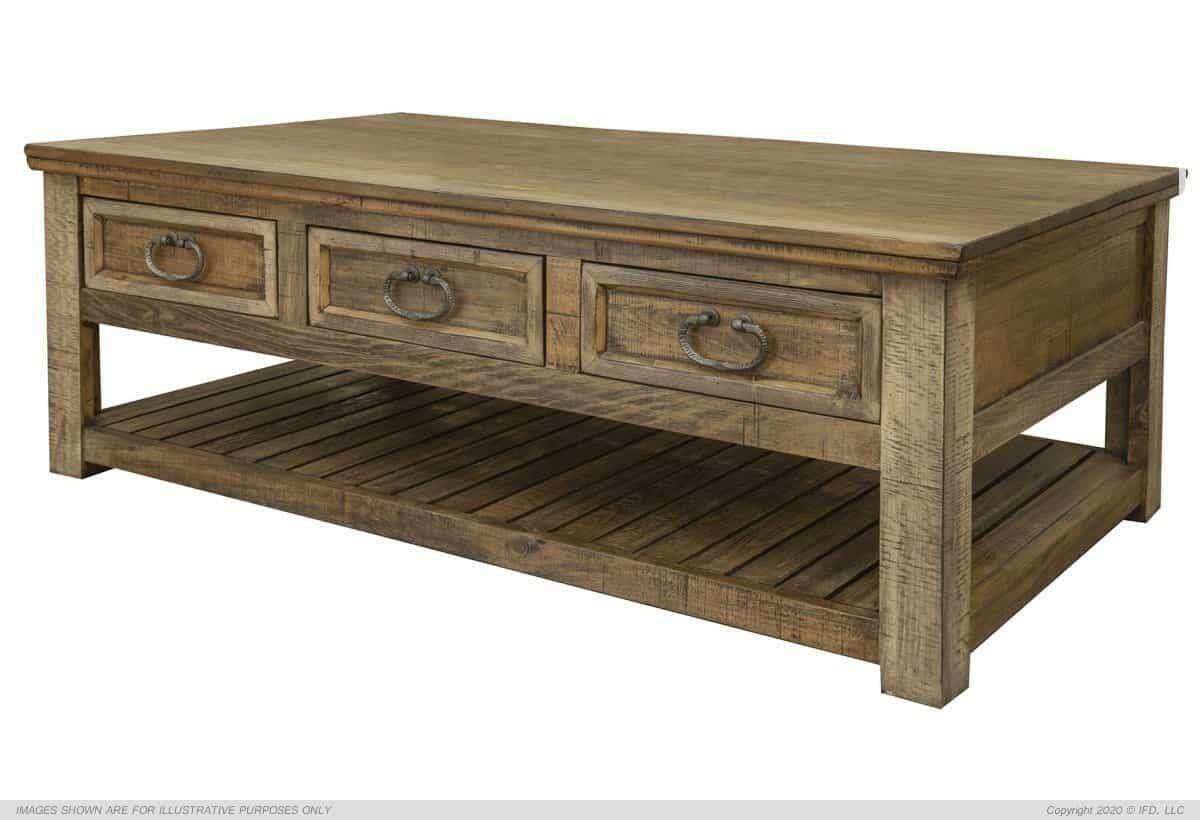 Montana Rustic Wood Coffee Table IFD1141CKT - Farmhouse Style Living Room Furniture for Cozy Home Decor