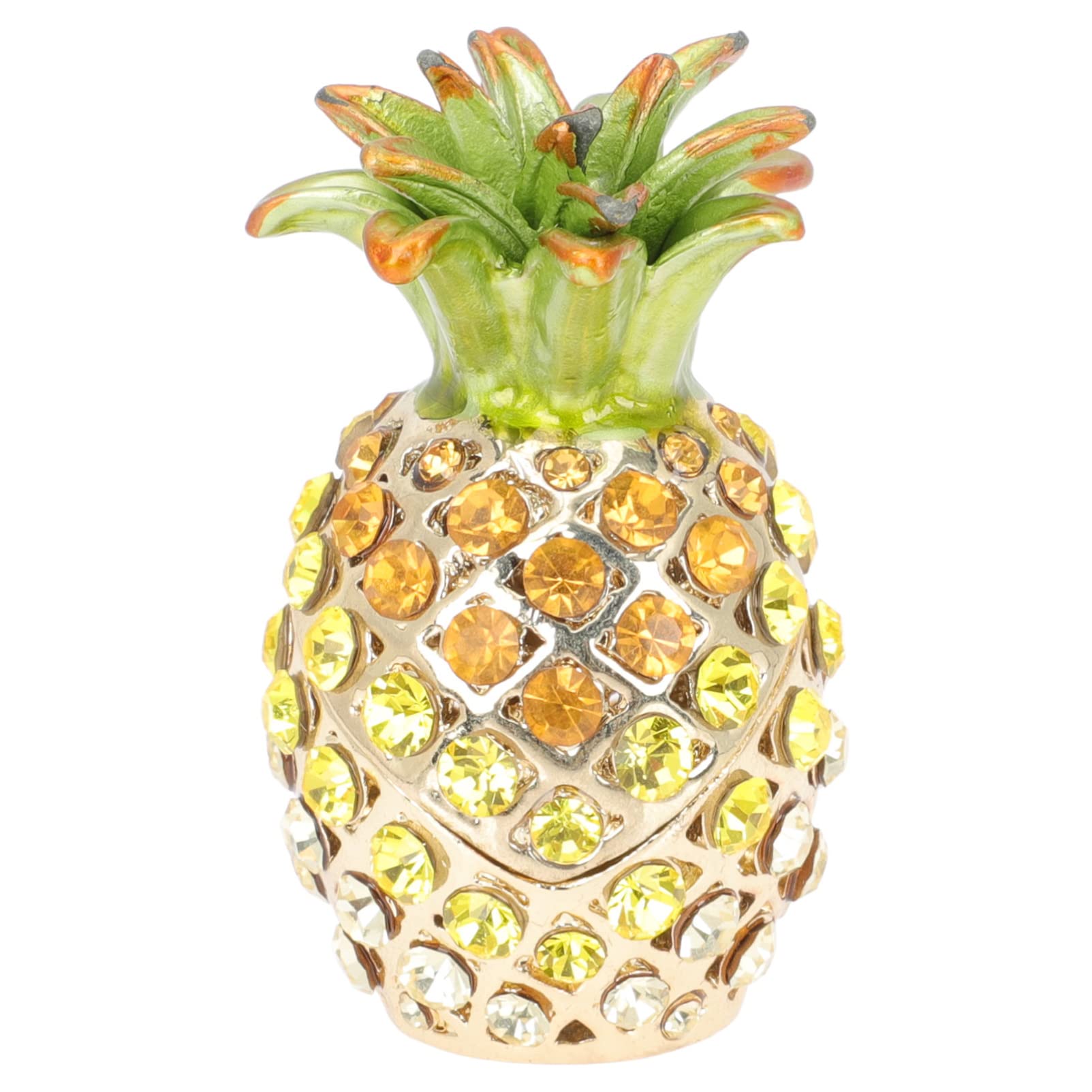 STOBOK Hand-Painted Hinged Trinket Jewelry Box with Bejeweled Pineapple Design - Perfect for Gift Giving, Jewelry Storage & Home Decor Collection