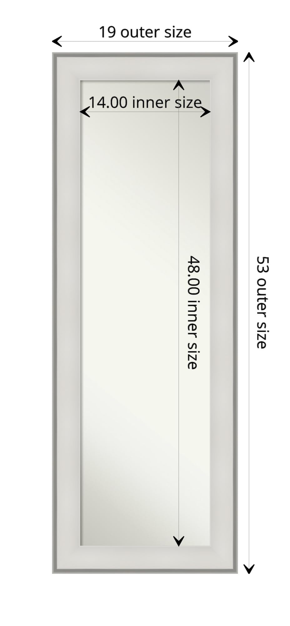 Amanti Art 53x19 Inch Full Length Mirror - White Traditional Framed Wall Mirror for Door or Closet Mounting | No Visible Brackets | Bedroom & Hallway Decor | Made in USA