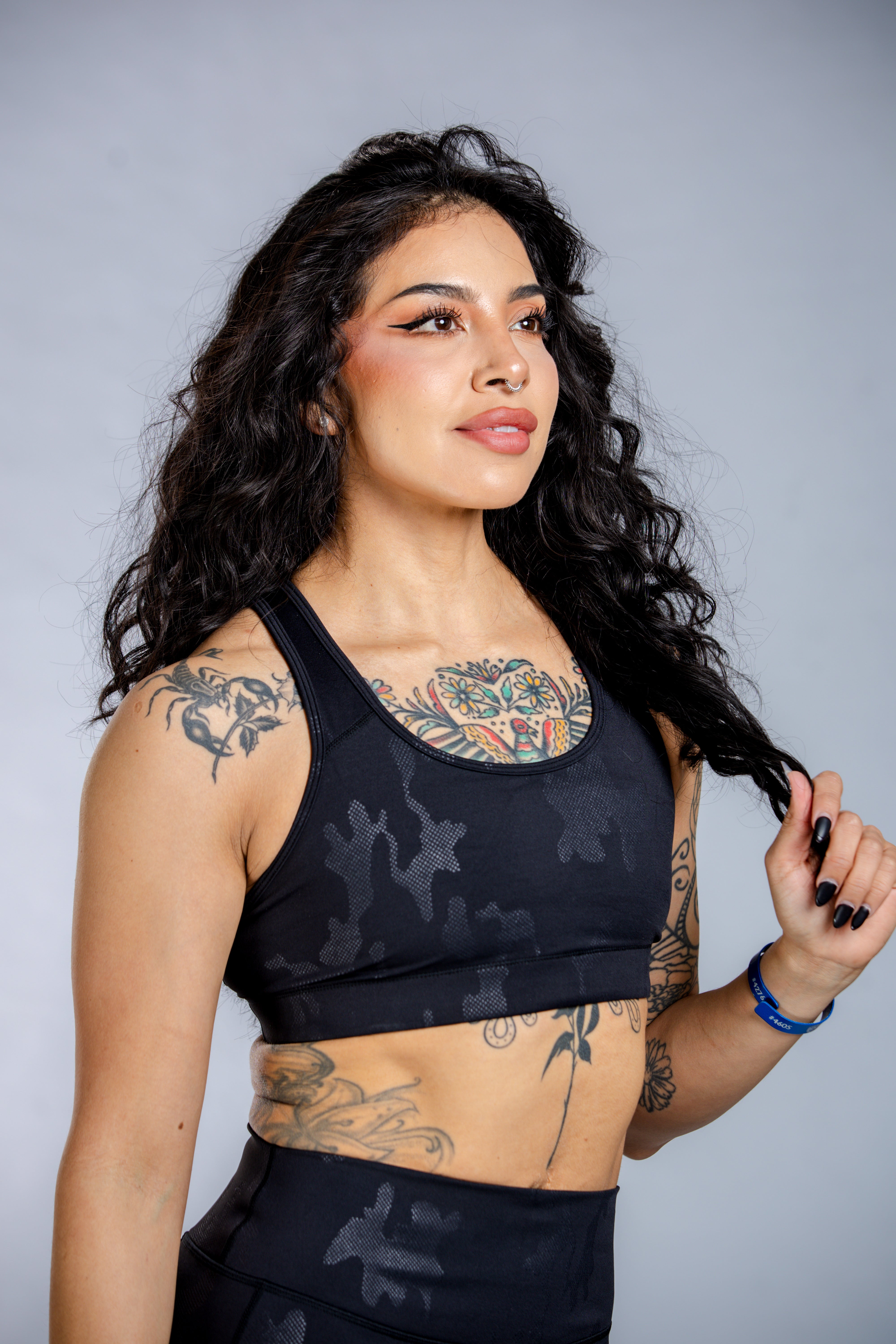 High-Performance Empowered Sports Bra for Women - Black Camo Print | Workout, Running, Yoga & Gym Essentials