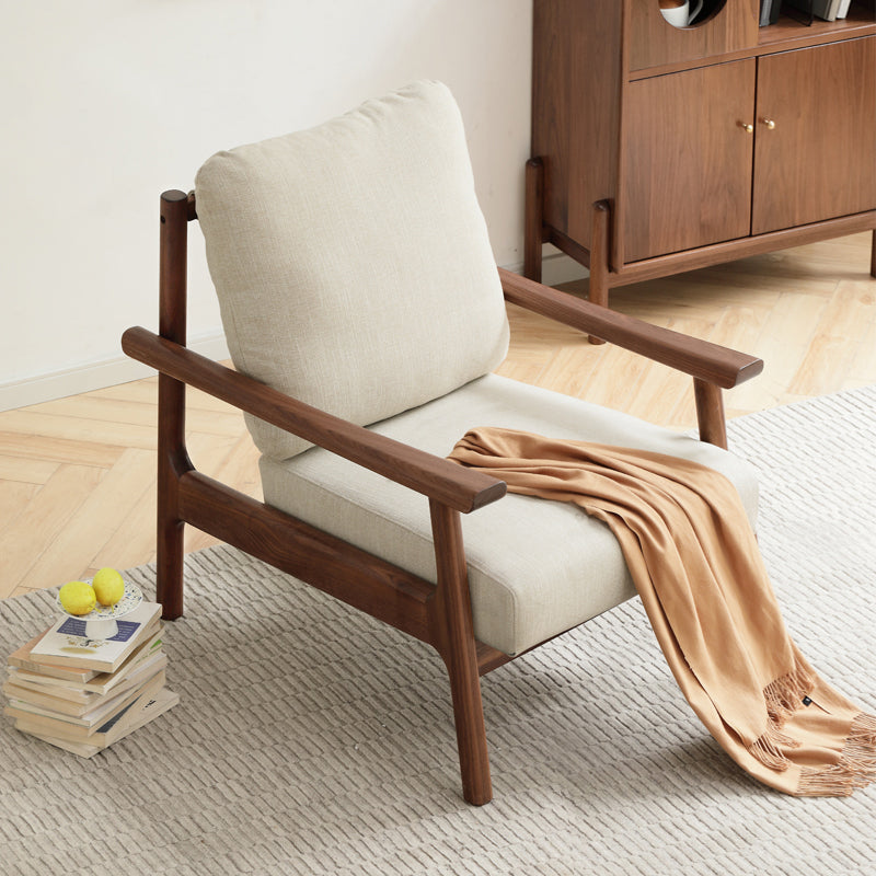 Handcrafted Black Walnut Solid Wood Single Sofa Chair - Modern Accent Chair for Living Room, Bedroom & Office - Perfect for Reading Nook, Lounge Area or Home Decor