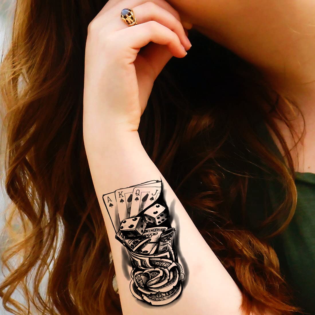 Koinstec Poker & Dice Temporary Waterproof Tattoo Stickers for Men & Women - Perfect for Parties, Halloween & Body Art