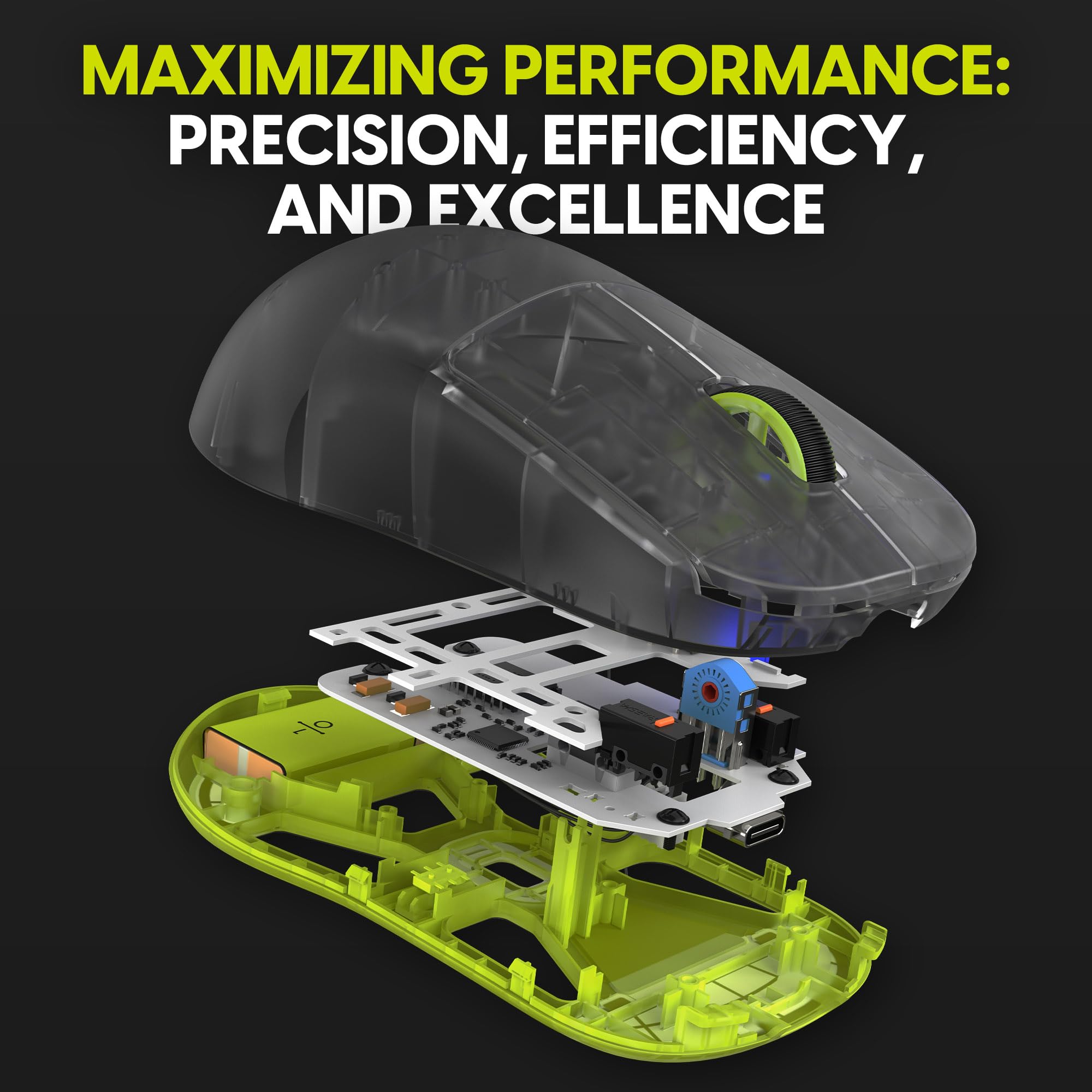 Pulsar X2H Wireless Gaming Mouse - Ultra Lightweight 54g, Symmetrical Design, 2.4GHz Connectivity, 1000Hz Polling Rate, PAW3395 26K DPI Optical Sensor, 100-Hour Battery Life (Acid Green) - Perfect for FPS, MOBA & Esports Gaming