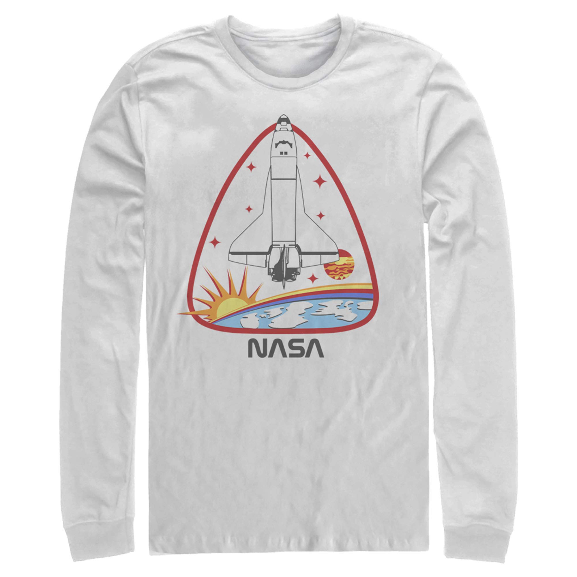 NASA Space Shuttle Embroidered Long Sleeve Shirt for Men - Comfortable Cotton Crewneck Tee for Casual Wear, Work & Space Enthusiasts