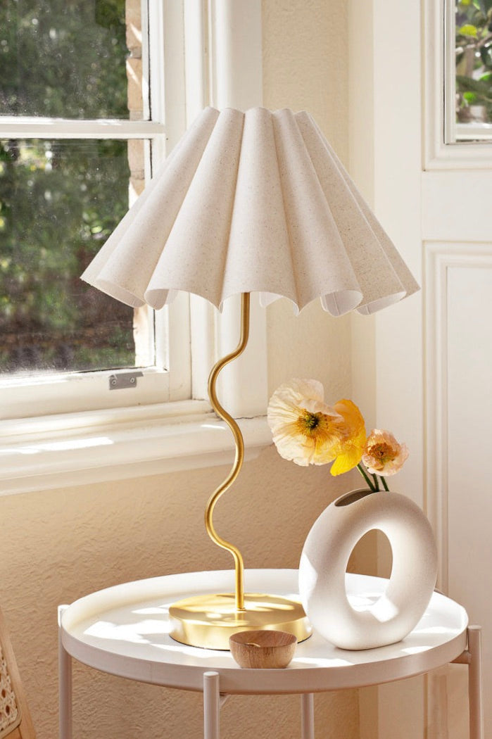 Elegant Cora Gold Natural Table Lamp - Modern Home & Office Decor for Bedroom, Living Room, and Study