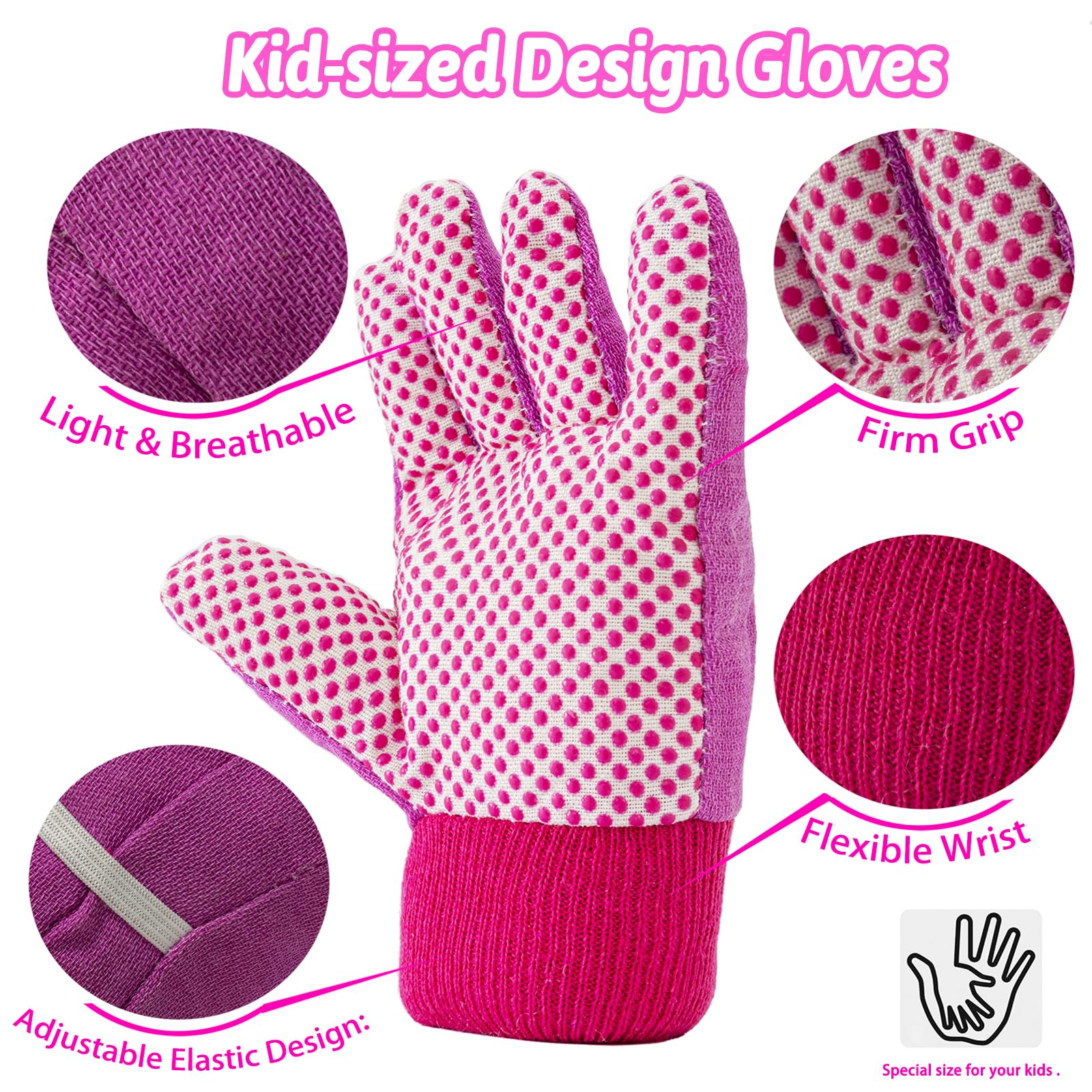**Pink Kids Gardening Tools Set - Metal Rake, Shovel, Trowel, Watering Can, Gloves & Tote Bag - Outdoor Garden Toy for Toddler Boys & Girls - Perfect for Spring & Summer Planting, DIY Projects & Outdoor Play**