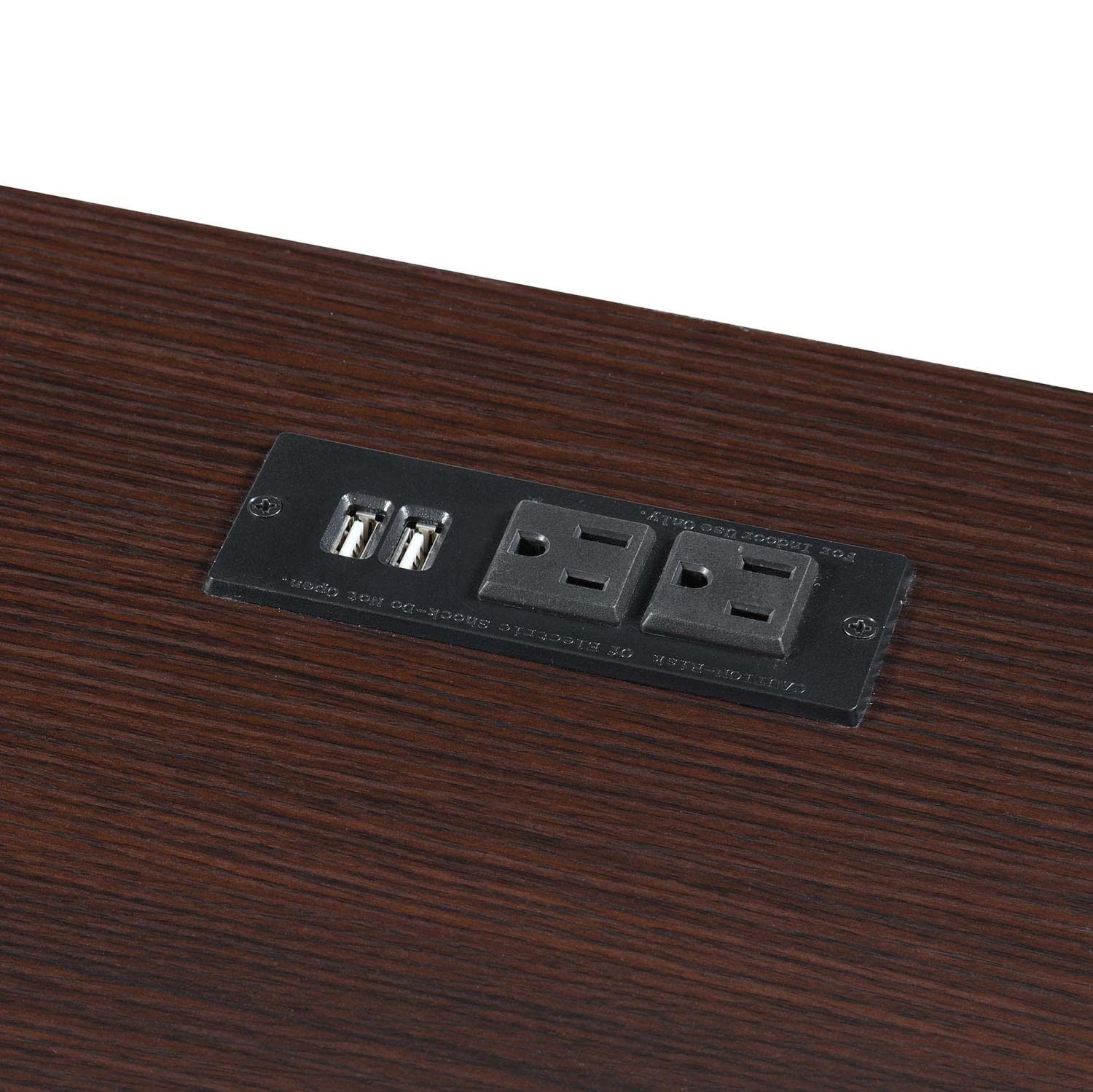 Convenience Concepts Designs2Go Trestle Desk with USB Charging Station & Storage Shelves - Espresso Finish Home Office Desk for Remote Work & Study