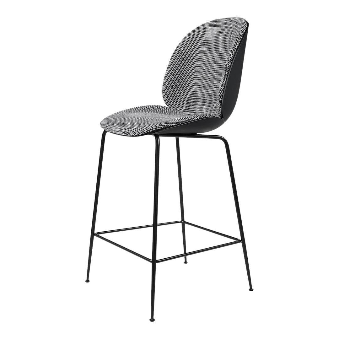 Vintage Upholstered Beetle Counter Stool with Antique Brass Base - Perfect for Kitchen Islands, Bars, and Breakfast Nooks