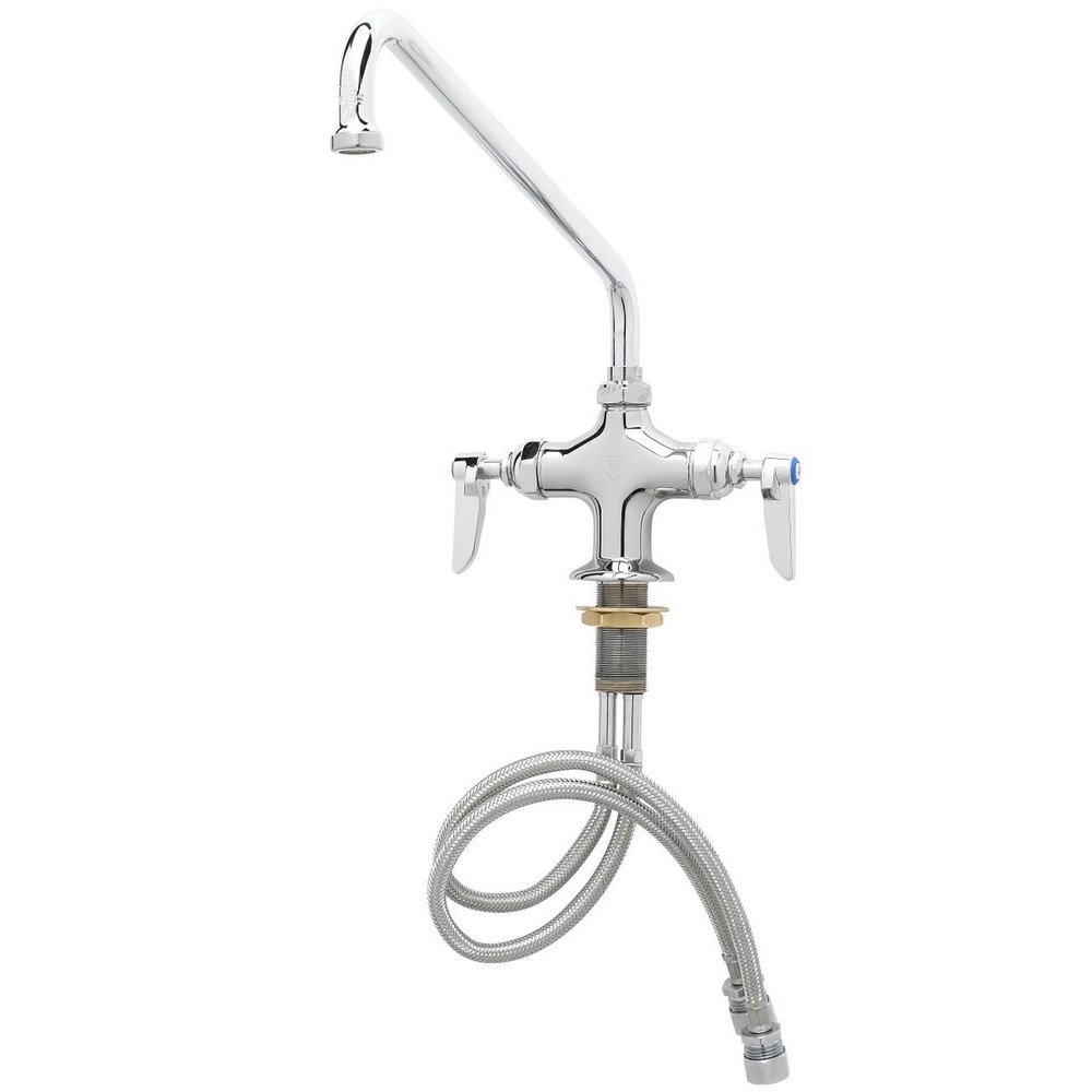 T&S Brass B-0201-01 Double Handle Commercial Kitchen Faucet - Single Hole Mount, 12