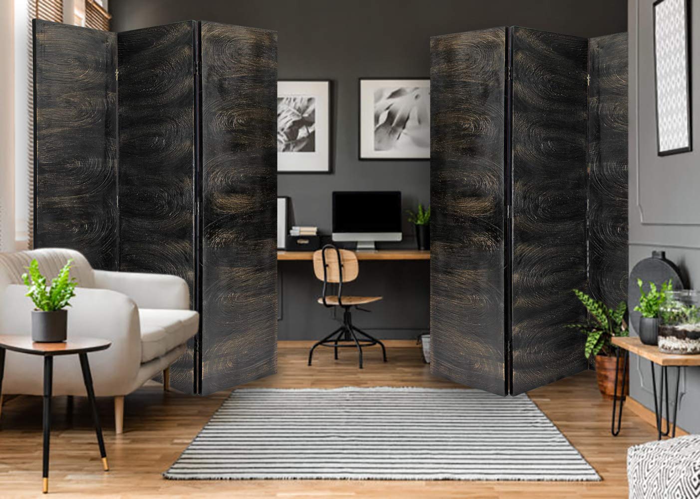 Large Brown Screen Gems Room Divider - Freestanding Privacy Partition for Home, Office & Studio - Perfect for Creating Separate Spaces in Living Rooms, Bedrooms or Workspaces
