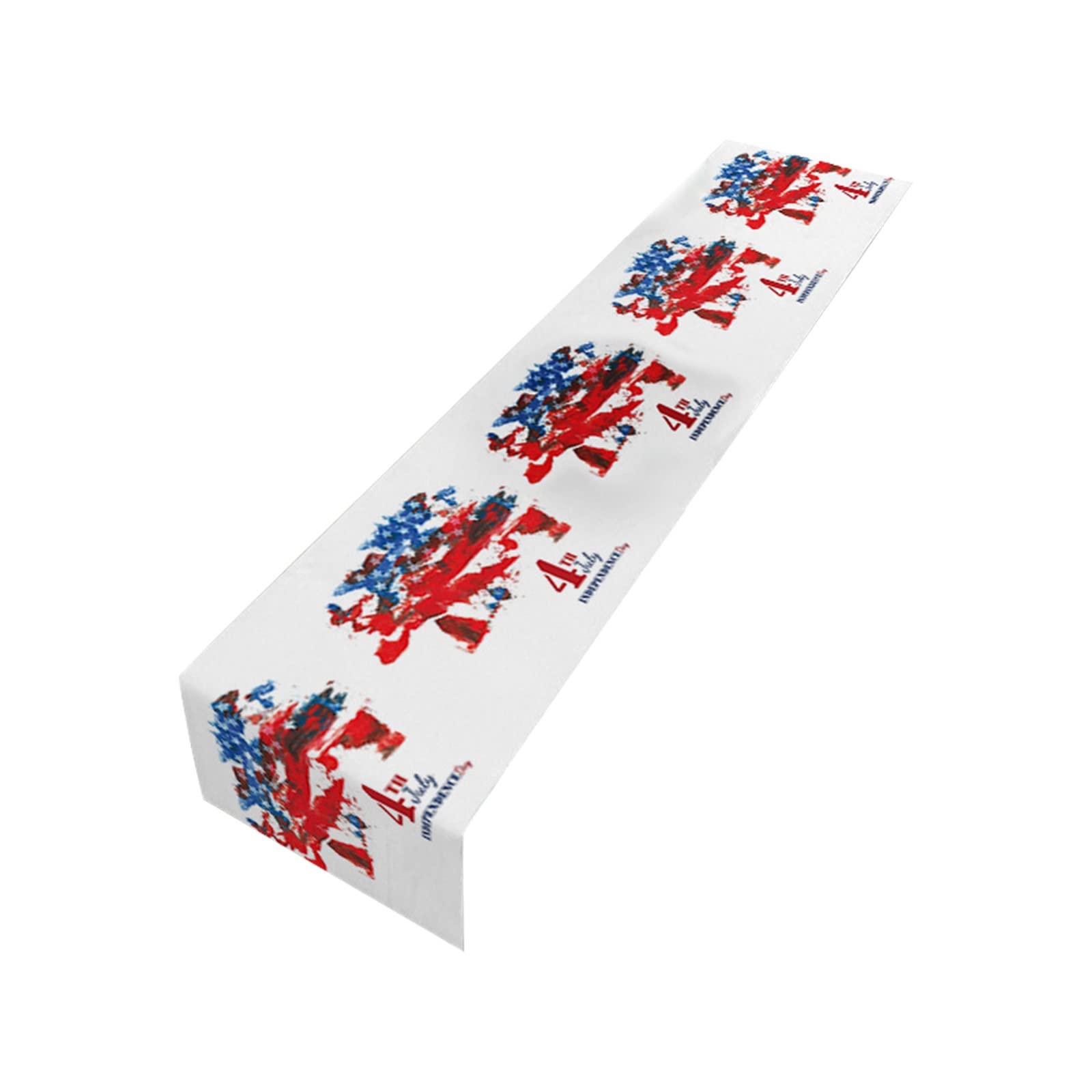 4th of July Patriotic Tablecloth - 33x180cm Cotton Linen Coffee Table Cover for Independence Day Decorations | Perfect for BBQ Parties, Picnics & Holiday Celebrations