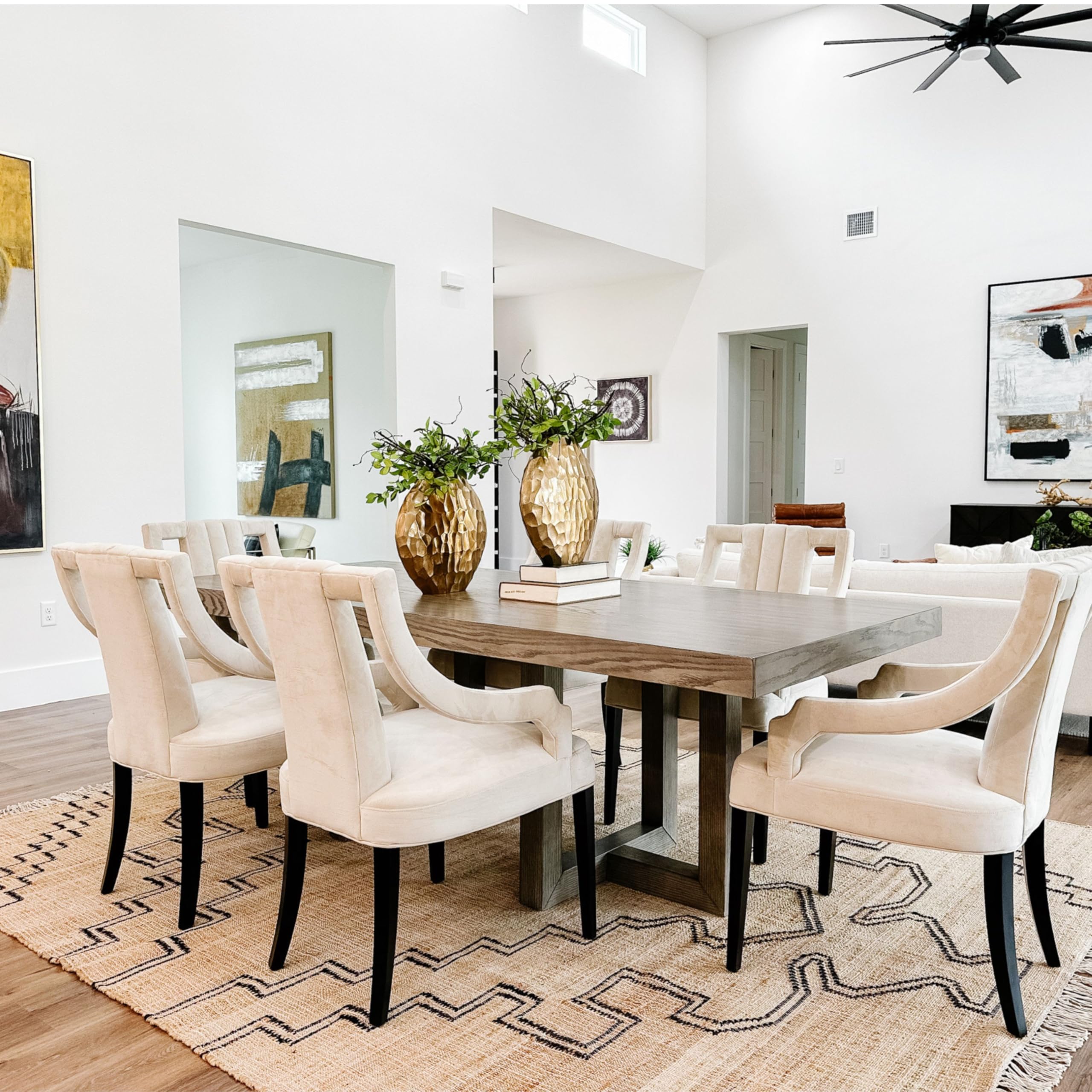 Pacific Direct Viola Velvet Fabric Klismos Dining Chairs in Dulce Sand - Luxurious Upholstered Accent Chairs for Dining Room, Living Room & Home Decor
