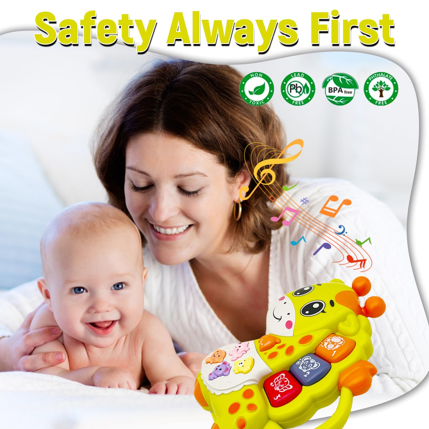 Light Up Musical Baby Piano Toy for Toddlers 18+ Months - Early Learning Educational Keyboard for Infant Boys & Girls - Perfect Gift for Birthdays & Playtime (Giraffe Design)