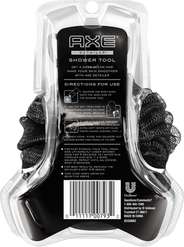 Axe Detailer Shower Tool - Body Scrubber & Exfoliator for Men (1 Pack) - Perfect for Deep Cleansing & Skin Renewal in Shower or Bath