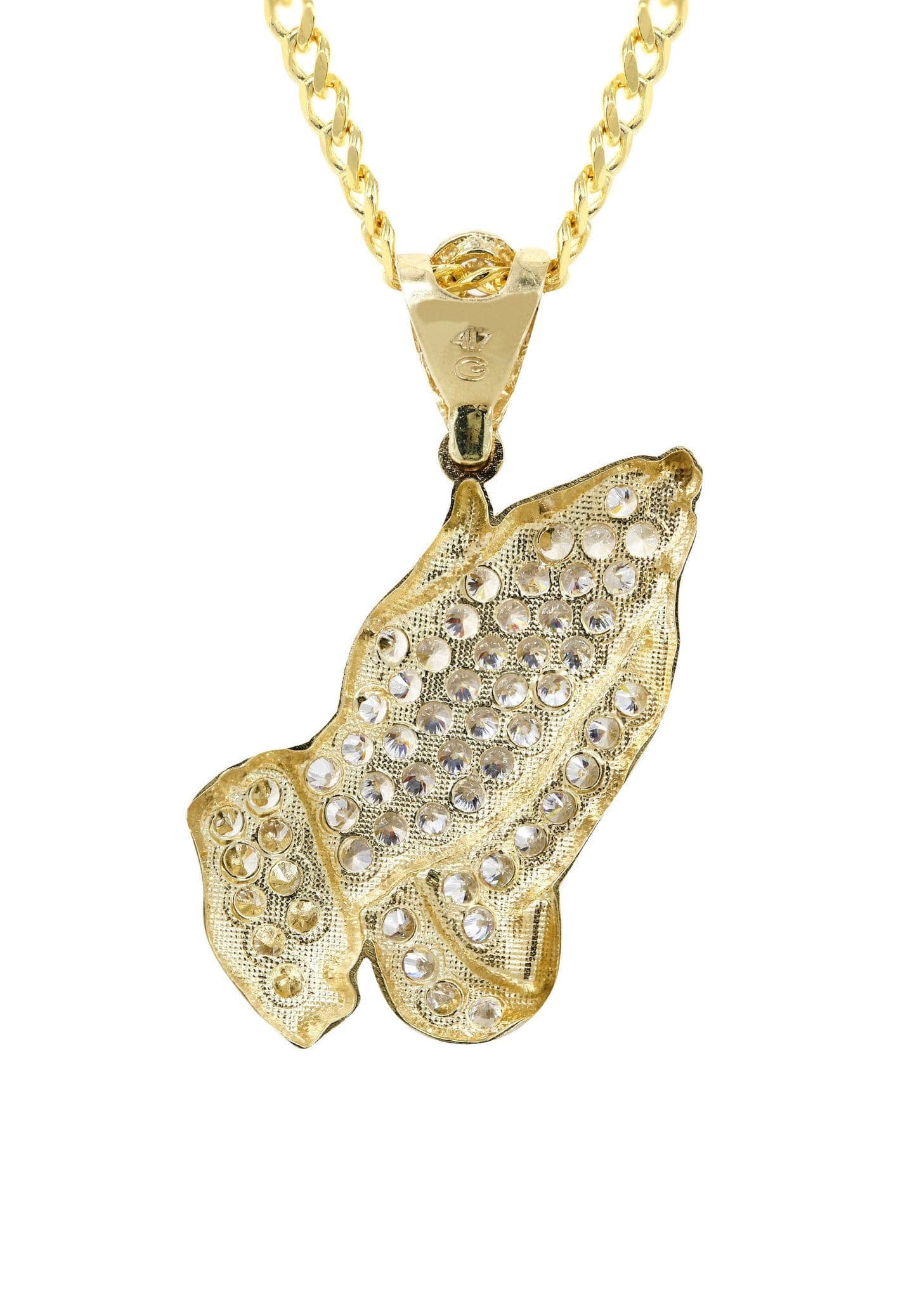 10K Yellow Gold Praying Hands Pendant Necklace for Women - 24.5 Grams Religious Jewelry - Perfect for Church, Prayer & Spiritual Gifts