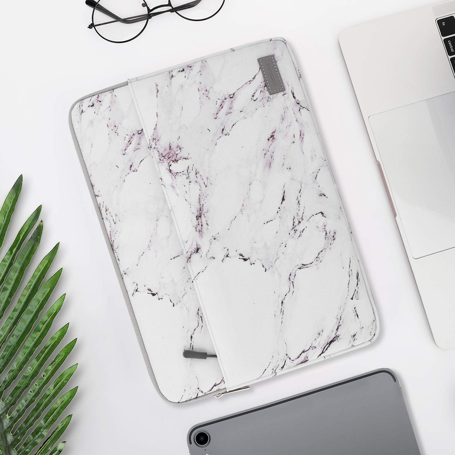 MoKo 9-11 Inch Tablet Sleeve Case for iPad Pro 11 M4/Air M2, iPad Air 5/4/3, iPad 10/9/8/7 - Protective Marble Design - Perfect for Travel, Office & School Use