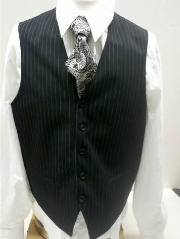 Stylish Black Pinstripe 3-Piece Men's Suit with Matching Vest - Perfect for Weddings, Prom, and Formal Events