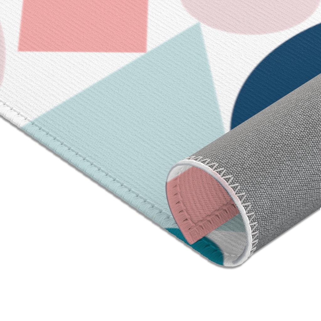 Pastel Retro Abstract Design Area Rugs - Soft Non-Slip Living Room Bedroom Decor for Boho Chic Home Style
