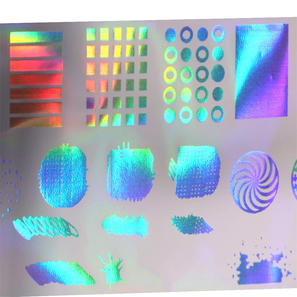 Holographic Nail Foil Stickers - Geometric Laser Nail Decals for Gel & Acrylic Nails - DIY Nail Art Transfer Stickers for Women & Girls - Perfect for Parties, Weddings, and Salon Nail Designs