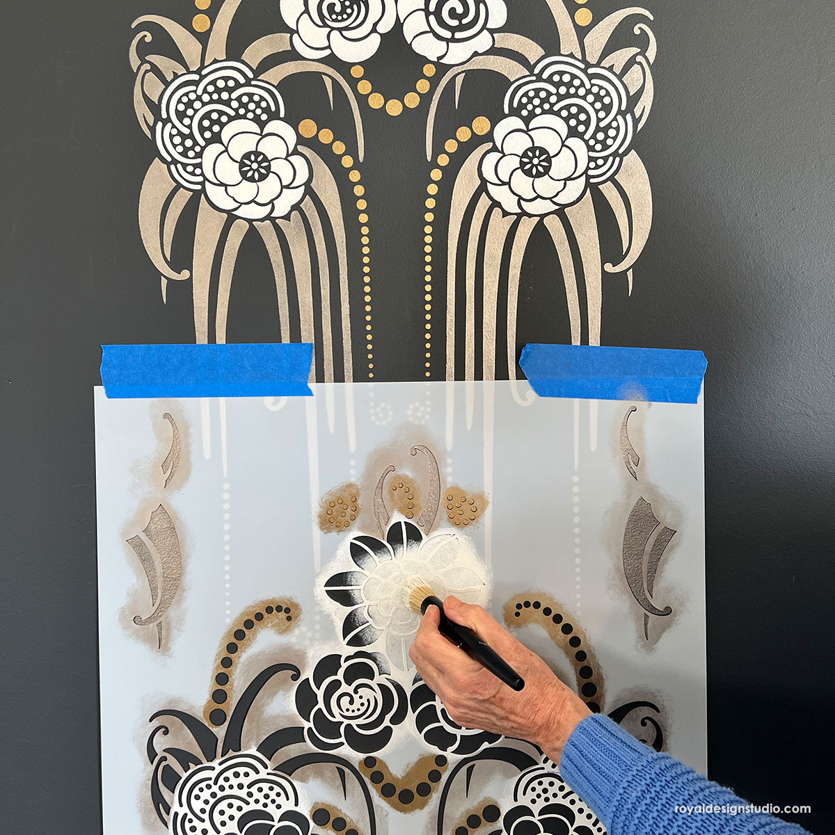 Amelie Floral Wall Stencil for DIY Home Decor - Reusable Painting Template for Bedroom, Living Room & Nursery Wall Art