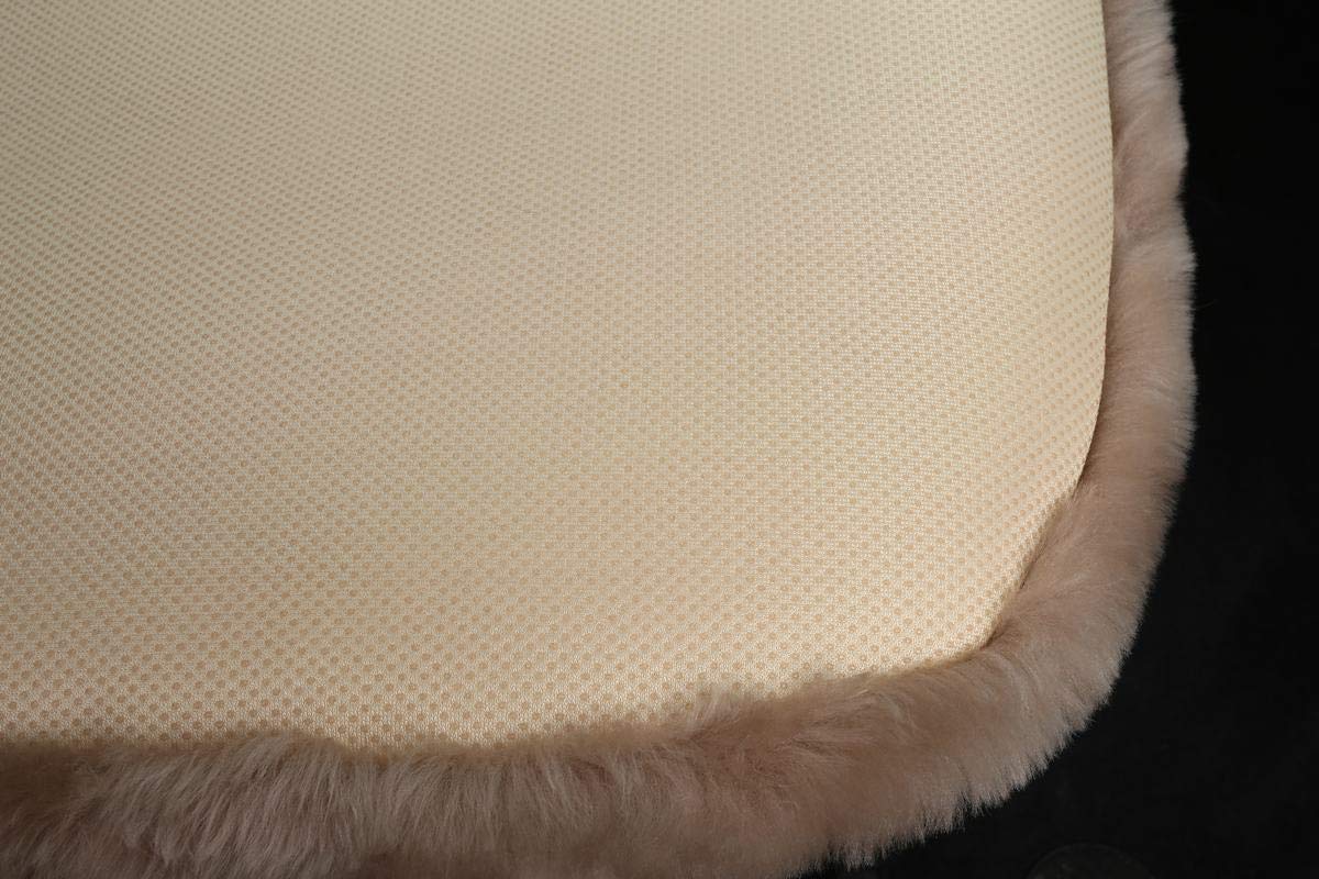 Premium Natural Sheepskin Seat Cushion Cover - 100% Genuine Wholehide Short Wool Car Seat Pad, Universal Fit for Cars, Trucks, SUVs & Vans (Light Tan) - Luxury Comfort for Long Drives & Cold Weather Protection