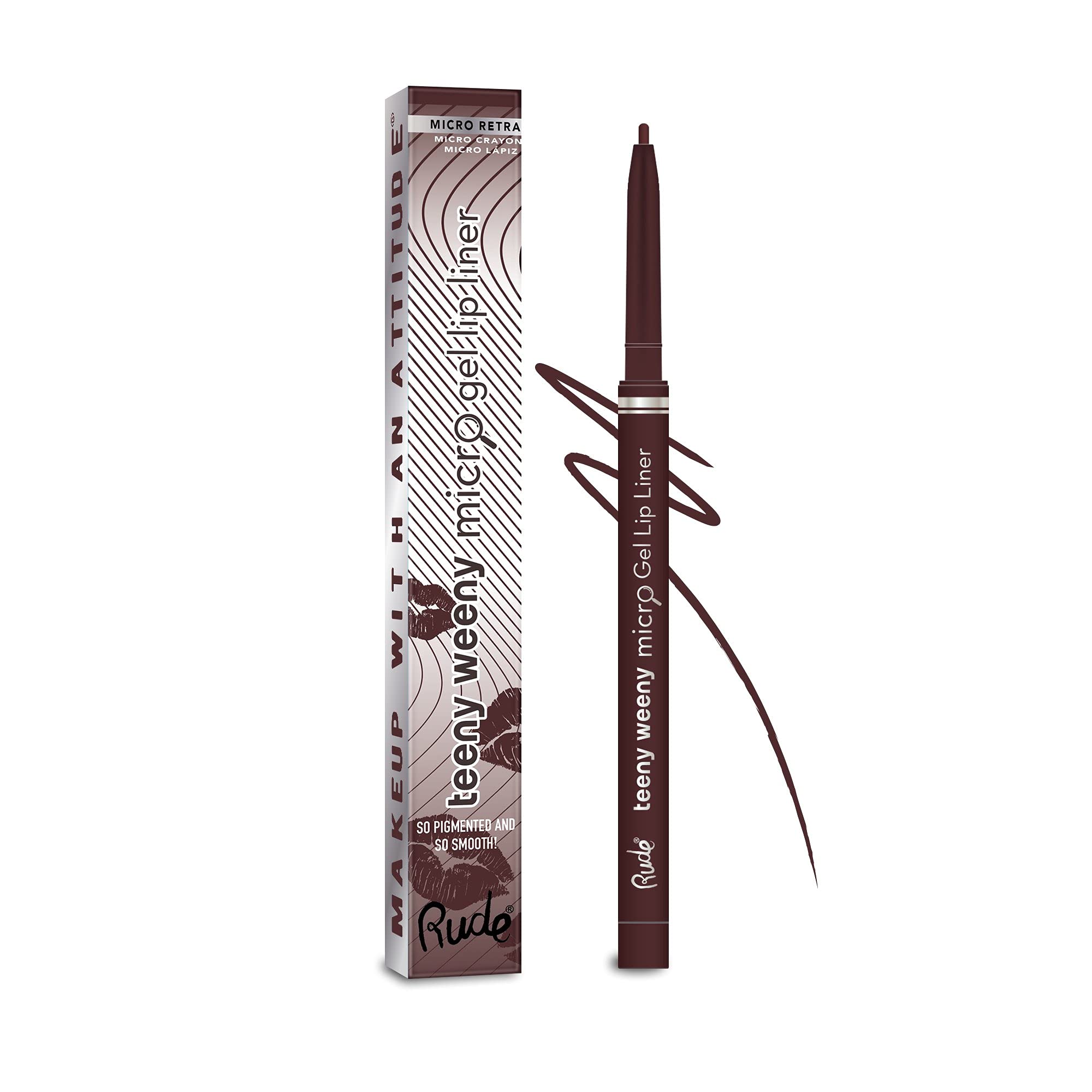 Rude Teeny Weeny Micro Gel Lip Liner - Long Lasting Waterproof Lip Pencil for Precise Definition | Perfect for Everyday Makeup, Night Out, and Photo Shoots