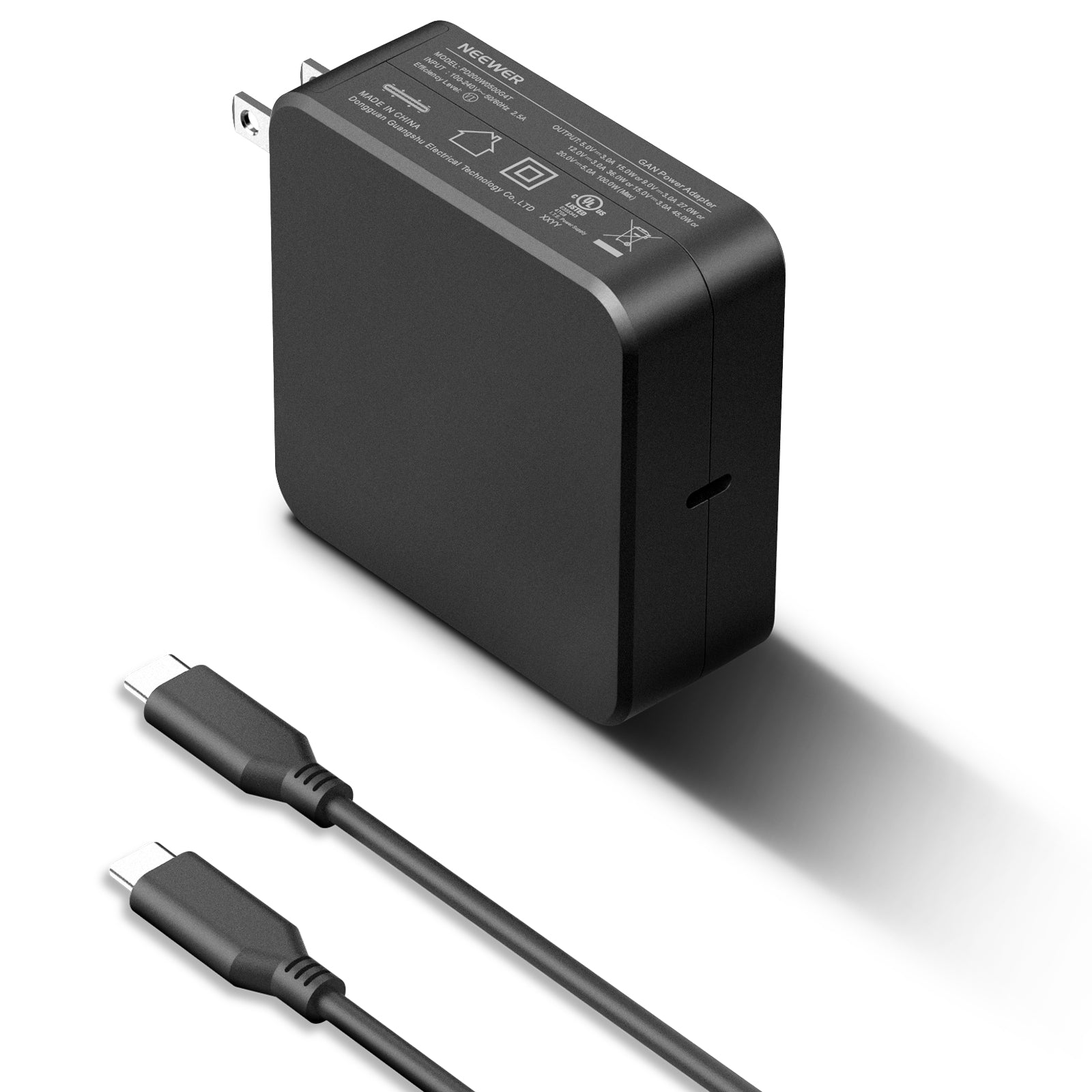 NEEWER PD 100W USB C Fast Charger with 100W USB C Cable - High Speed Charging for MacBook Pro, iPhone 15, iPad, Samsung Galaxy - Perfect for Travel, Office & Home Use