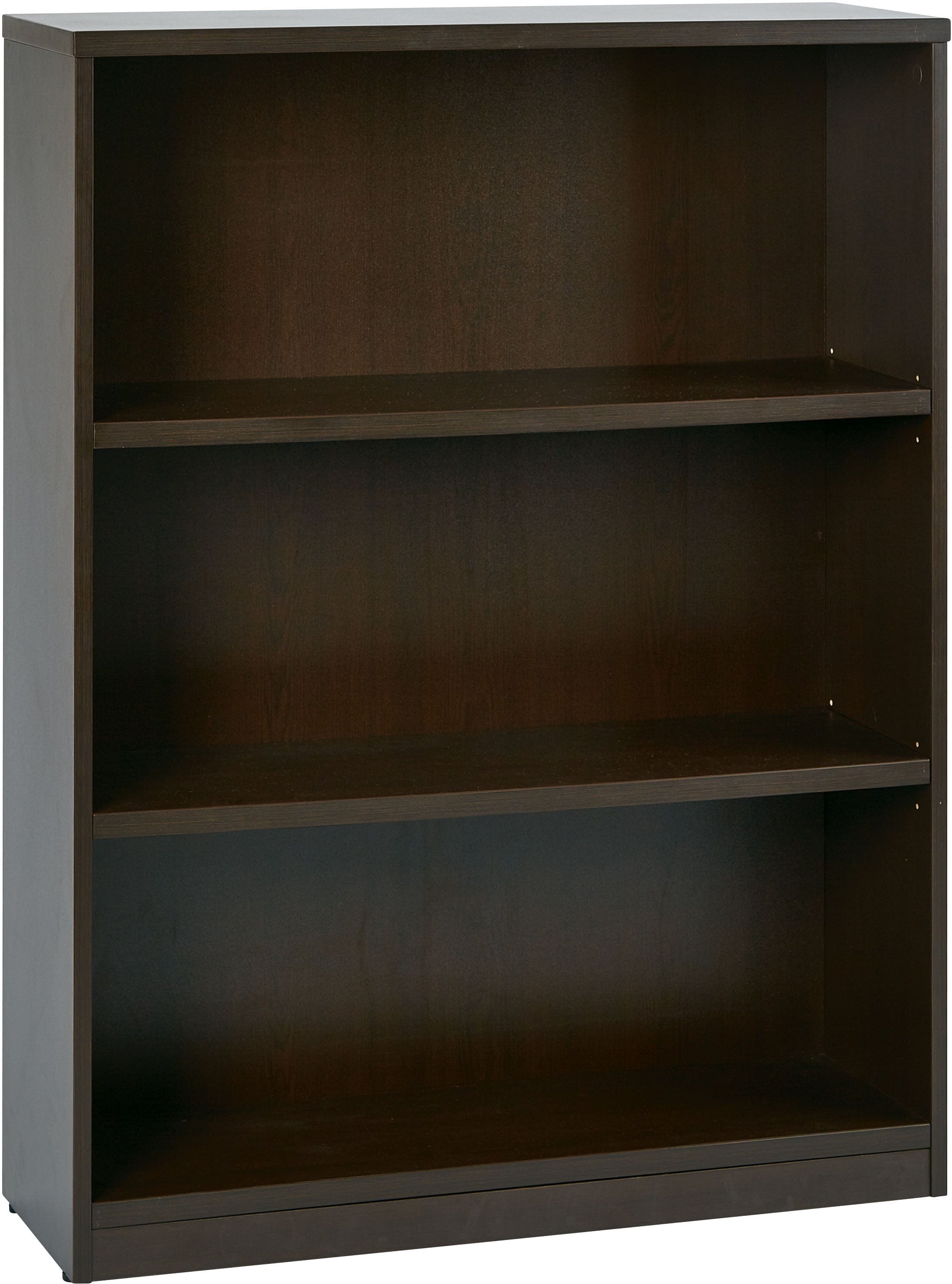 Office Star 3 Shelf Bookcase with 1 Thick Shelves [LBC361248] - Sturdy Wooden Book Storage for Home Office, Living Room & Bedroom Organization