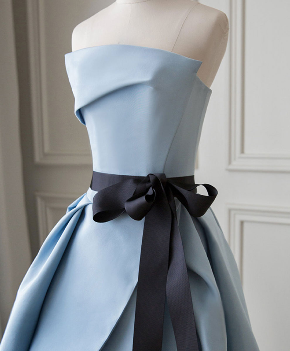 Elegant Blue Satin Long Prom Dress - Formal Evening Gown for Women | Perfect for Homecoming, Ball, Wedding & Special Occasions