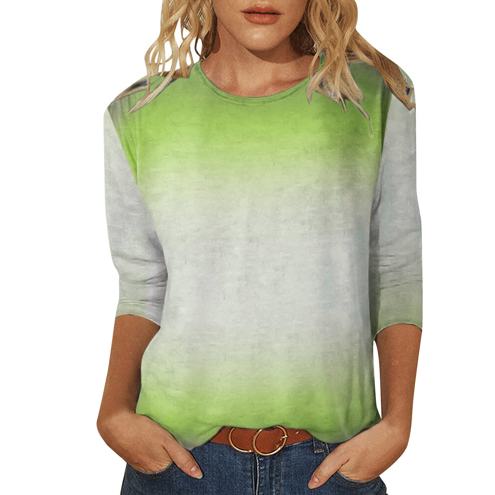 Women's Summer Fashion Printed O-Neck Casual Long Sleeve T-Shirt Blouse - Perfect for Beach Outings, Office Wear & Everyday Comfort