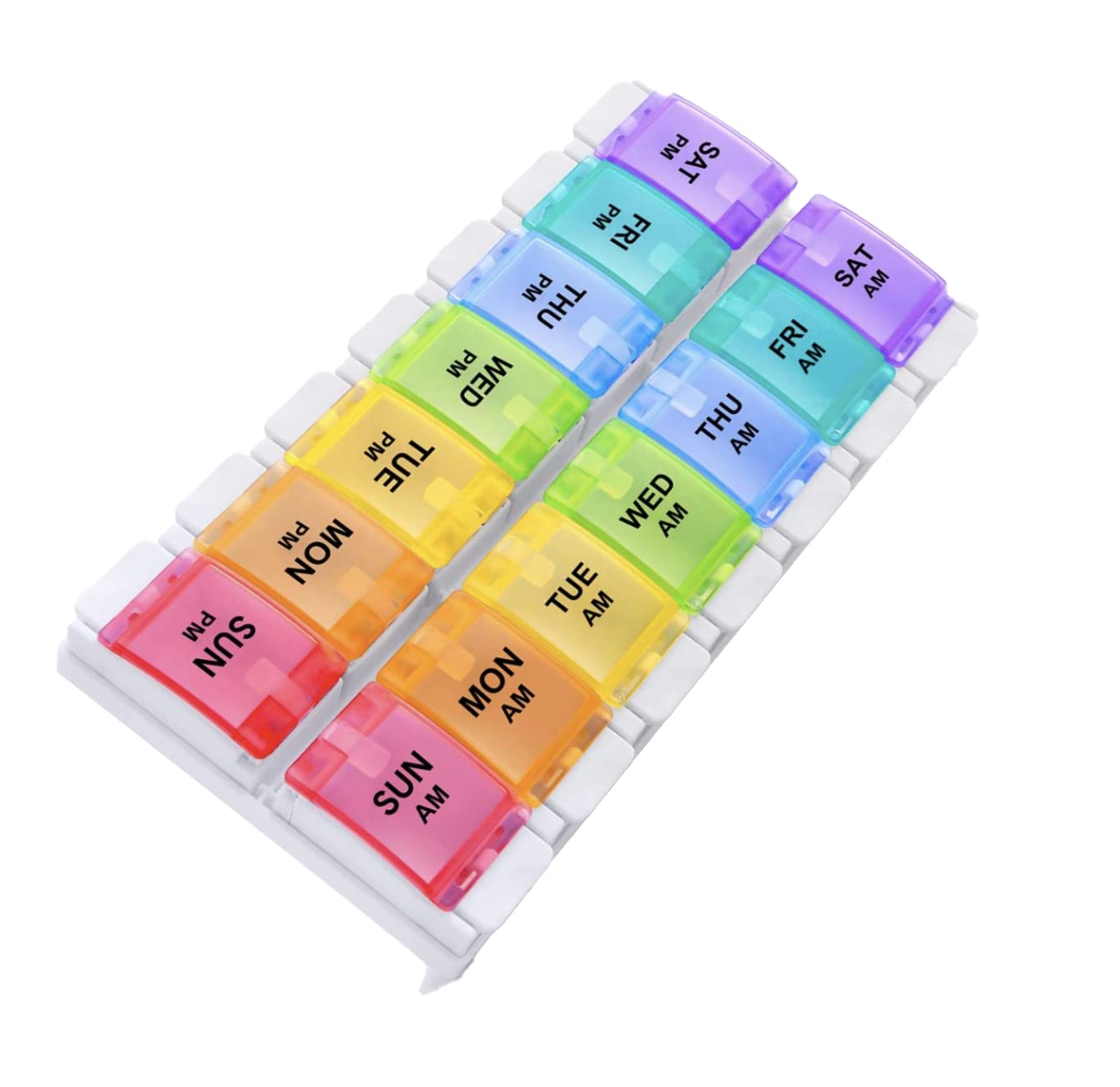 7-Day AM/PM Weekly Pill Organizer with Easy Push Button - Large Medicine Dispenser Case for Daily Vitamins & Medication (Perfect for Travel, Home, or Office Use)