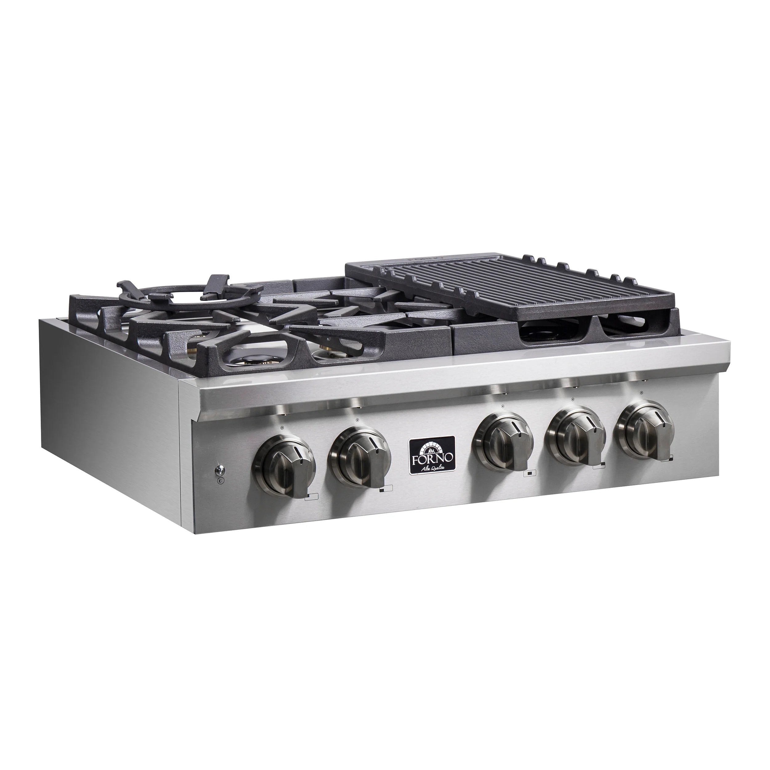 Forno Spezia 30 Inch 5 Burner Stainless Steel Gas Cooktop with Wok Ring & Griddle - Model FCTGS5751 | Perfect for Home Kitchens, Restaurants & Outdoor Cooking