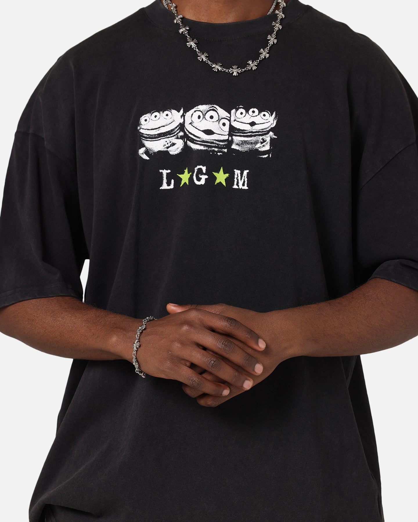 Vintage Disney Pixar Toy Story Little Green Men Acid Wash Black T-Shirt - Casual Wear, Cosplay & Movie Fan Gift
