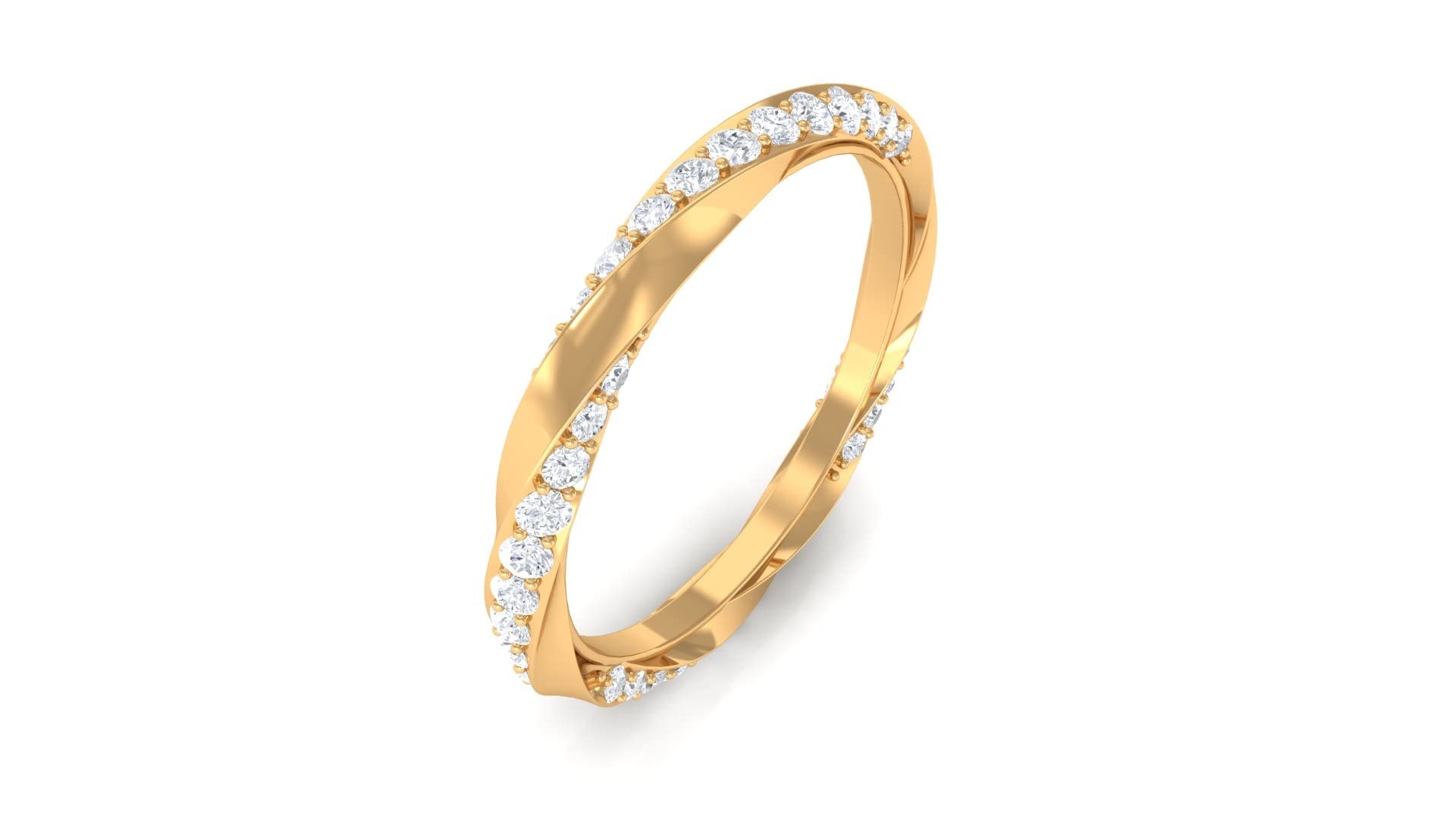 1 CT Moissanite Gold Eternity Ring for Women - 14K Solid Gold Twisted Band Wedding Ring, Anniversary Gift, Bridal Jewelry - Perfect for Engagement, Proposal, and Special Occasions
