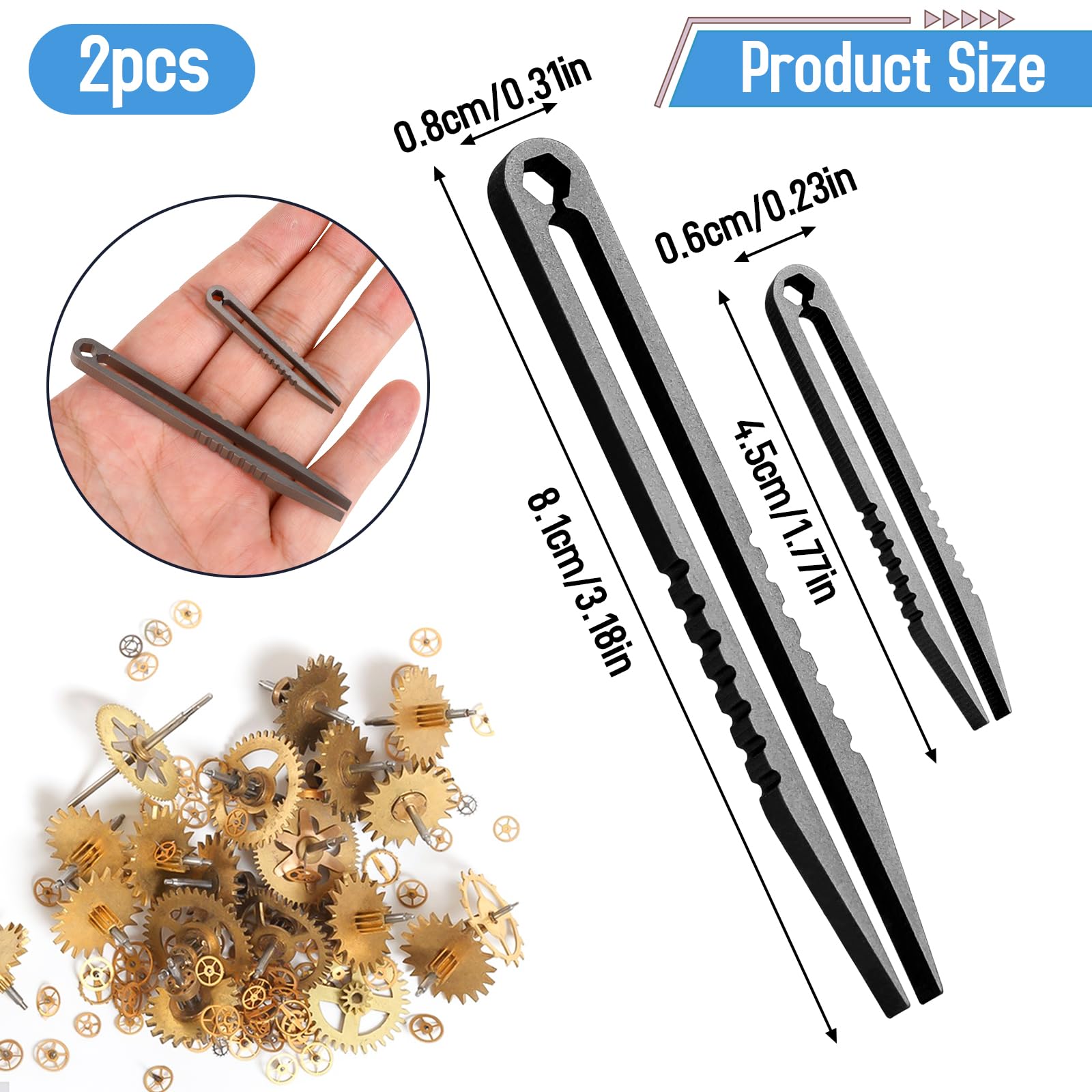 2 Pack Titanium Mini Tweezers - Portable Travel EDC Tweezers, Small Alloy Tweezers for Everyday Carry Tools & Gadgets (Black) - Perfect for First Aid, Electronics Repair, Grooming & Outdoor Activities