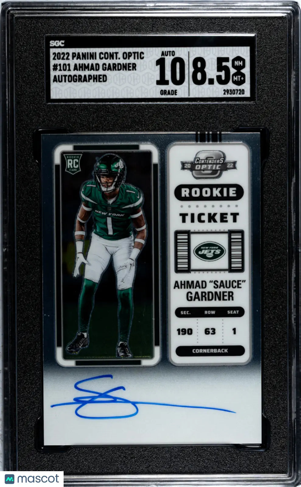 2022 Panini Contenders Optic Ahmad Gardner Rookie Ticket Auto SGC 8.5 Graded Football Card - Perfect for Collectors, Sports Memorabilia & Fan Display