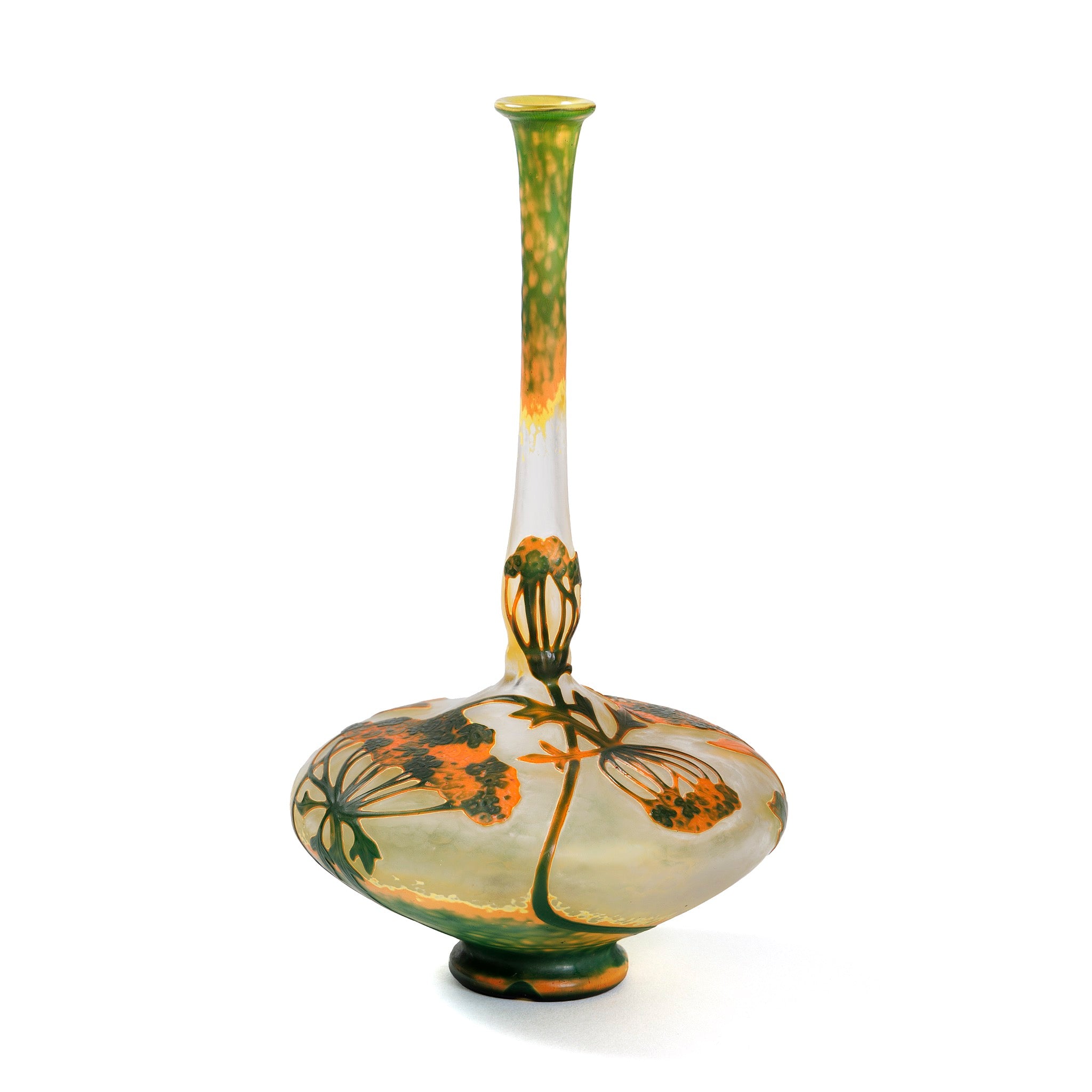 Daum Nancy Berce des Prés Cameo Glass Vase - Antique French Art Nouveau Floral Vase for Home Decor, Wedding Centerpiece & Luxury Gift
