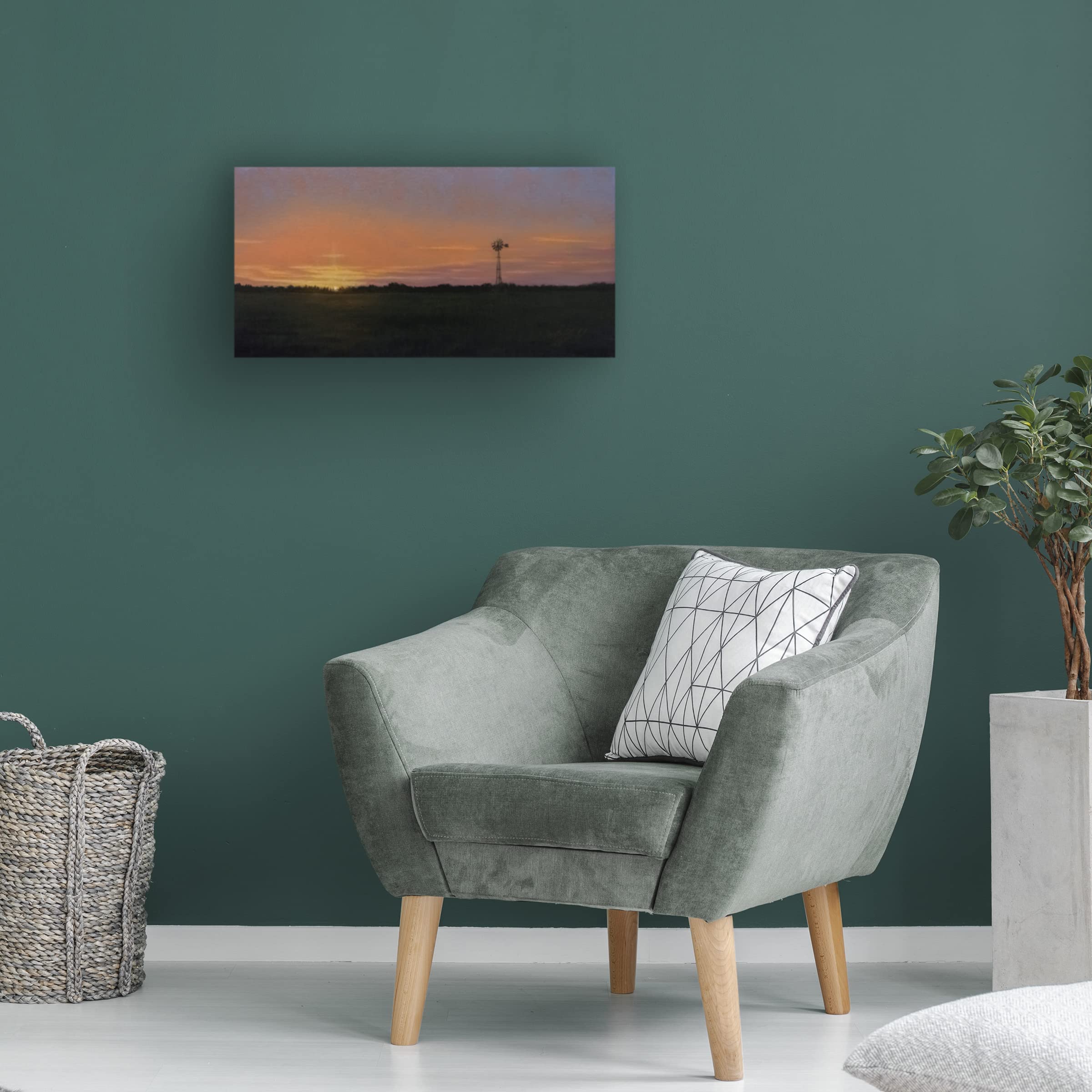 Trademark Fine Art 'Days End' Canvas Wall Art by Wilhelm Goebel - Hand-Painted Landscape Painting for Living Room, Bedroom & Office Decor